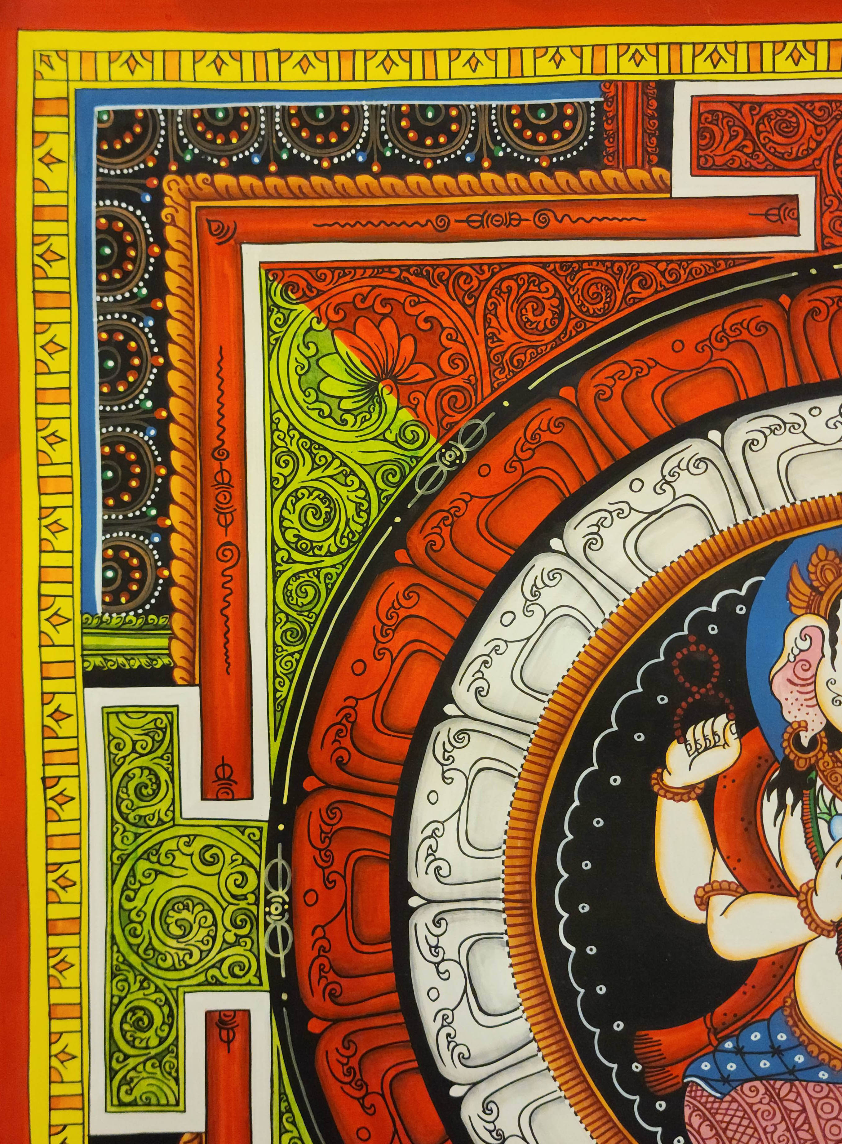 Ganesh Mandala, Buddhist Handmade Paubha Painting, Newari Style