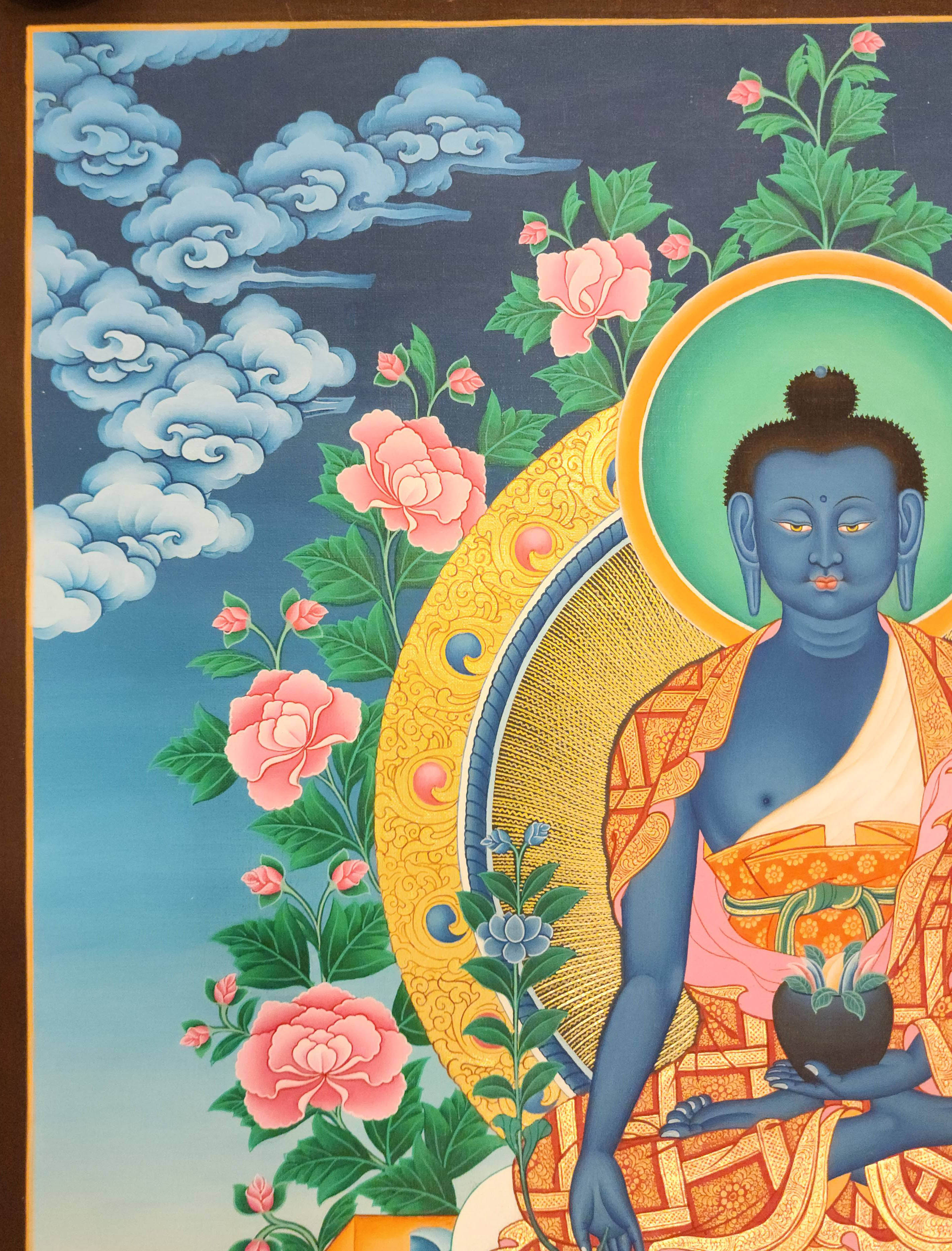 Medicine Buddha, Buddhist Handmade Thangka Painting, Tibetan Style, <span Style=