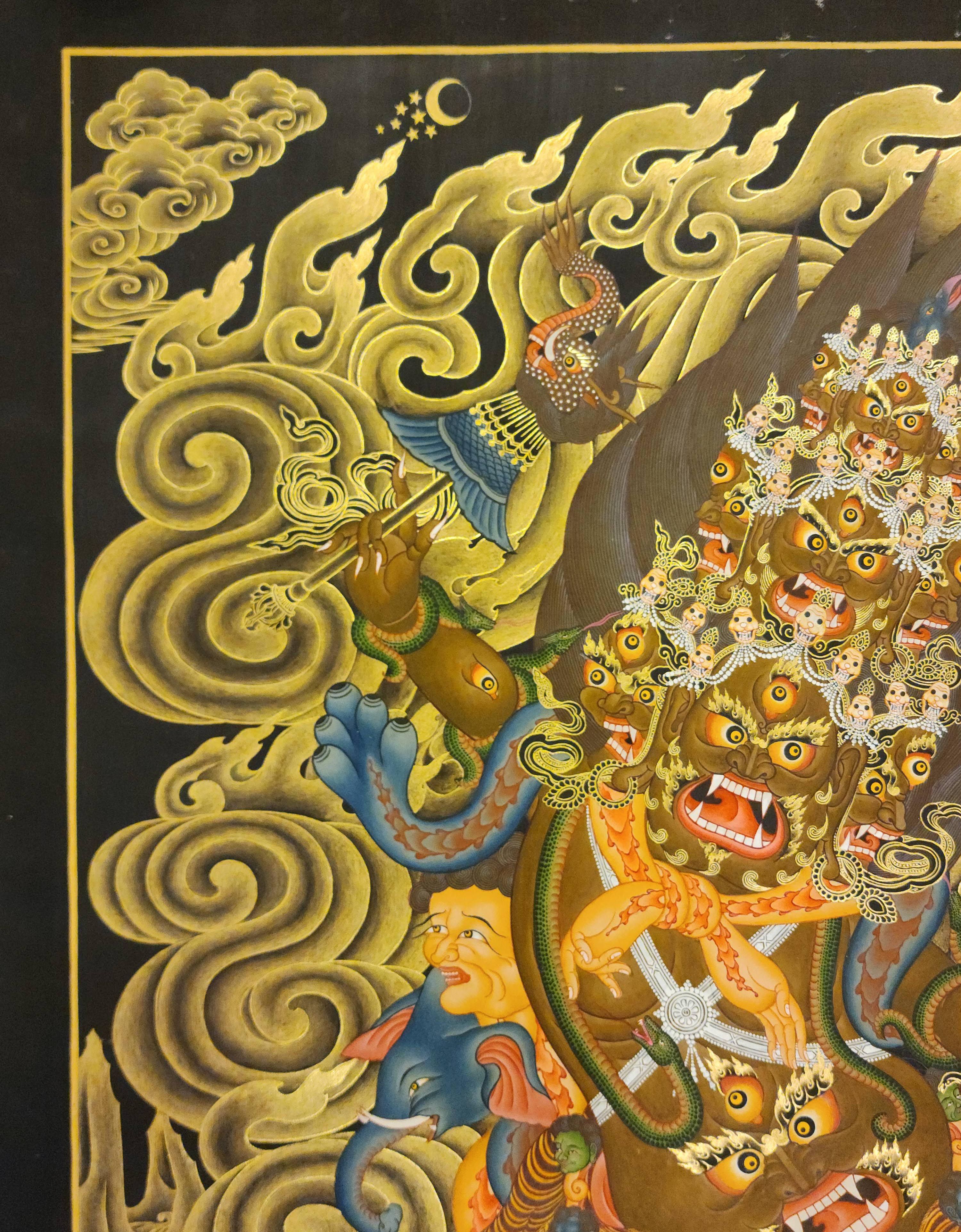 Rahula, Buddhist Handmade Thangka Painting, Tibetan Style, <span Style=