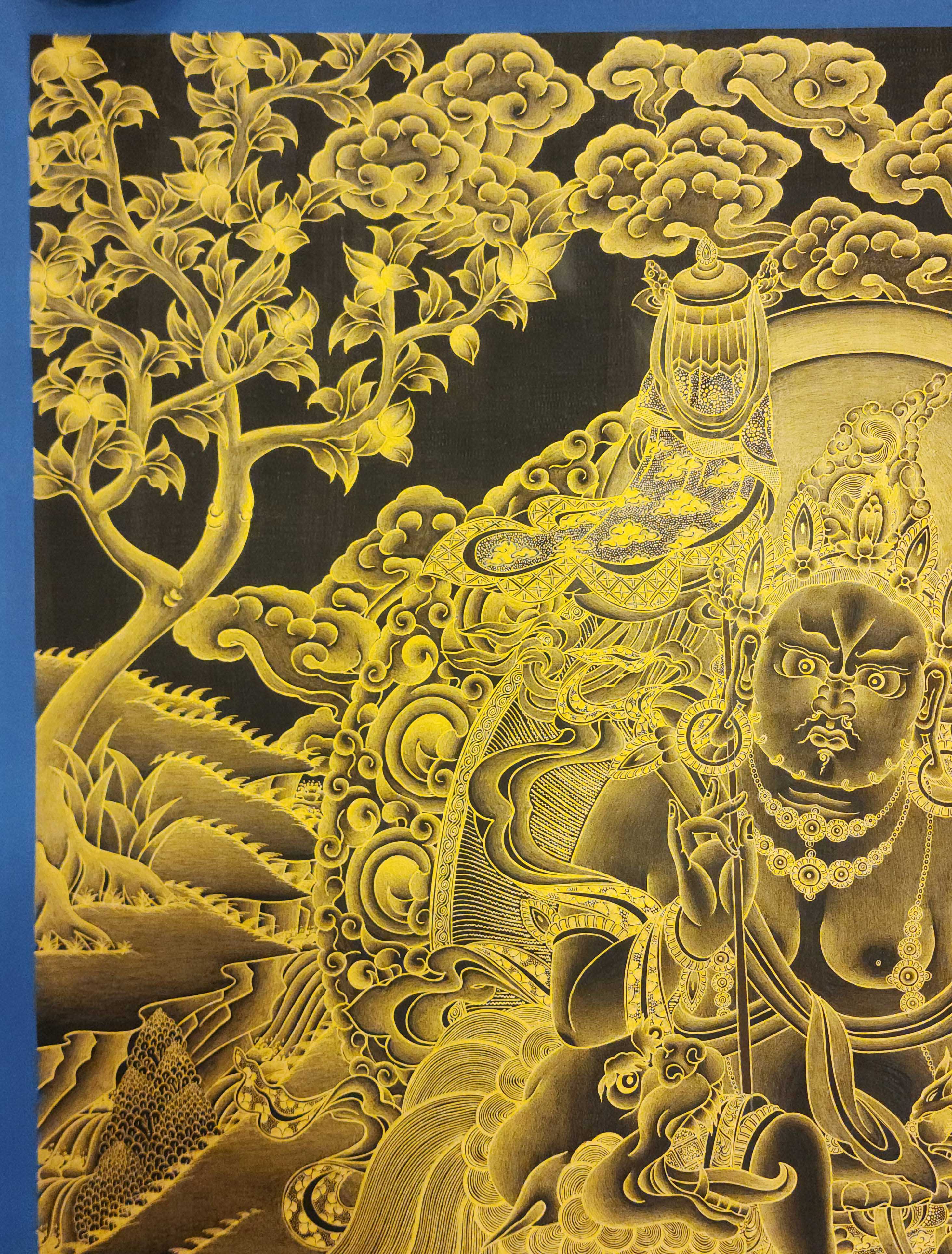 Jambhala: Namtose, Buddhist Handmade Thangka Painting, Tibetan Style, <span Style=