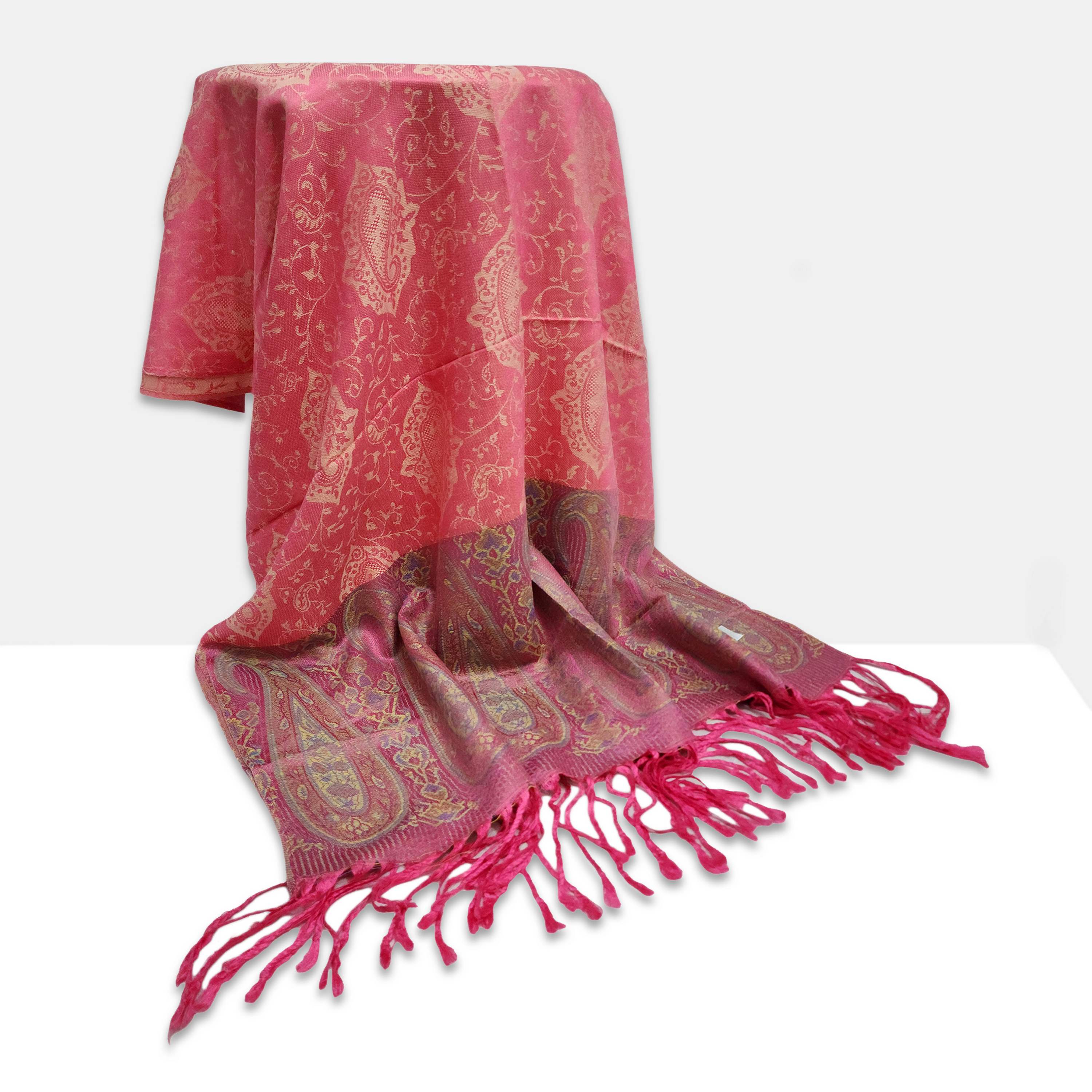 Jamawar Shawl, Nepali Acrylic Shawl, Color pink | Price: US$8 ...