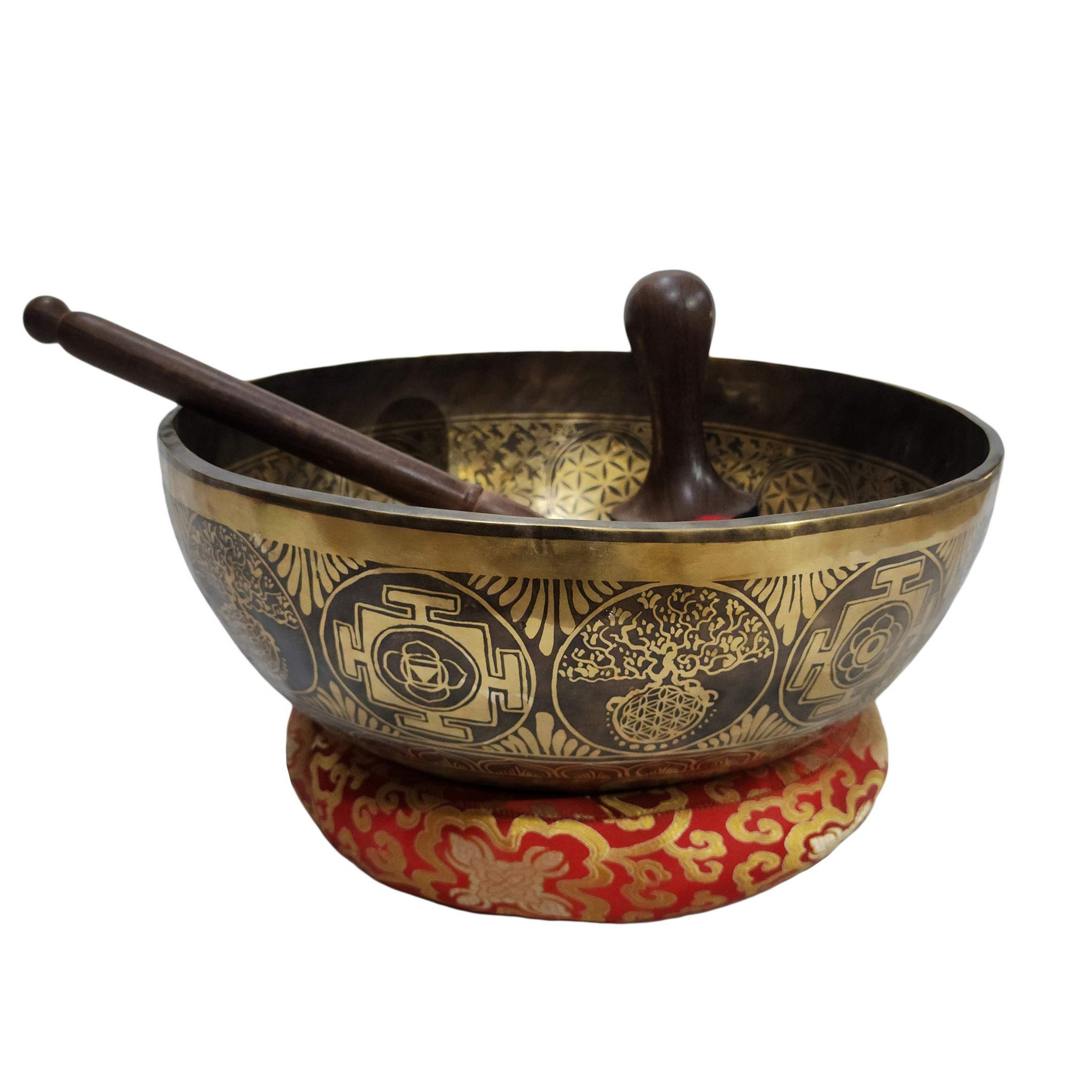 Singing Bowl, Buddhist Hand Beaten, jambati, With Premium Etching Carving, buddha Feet, Foot Singing Bowls