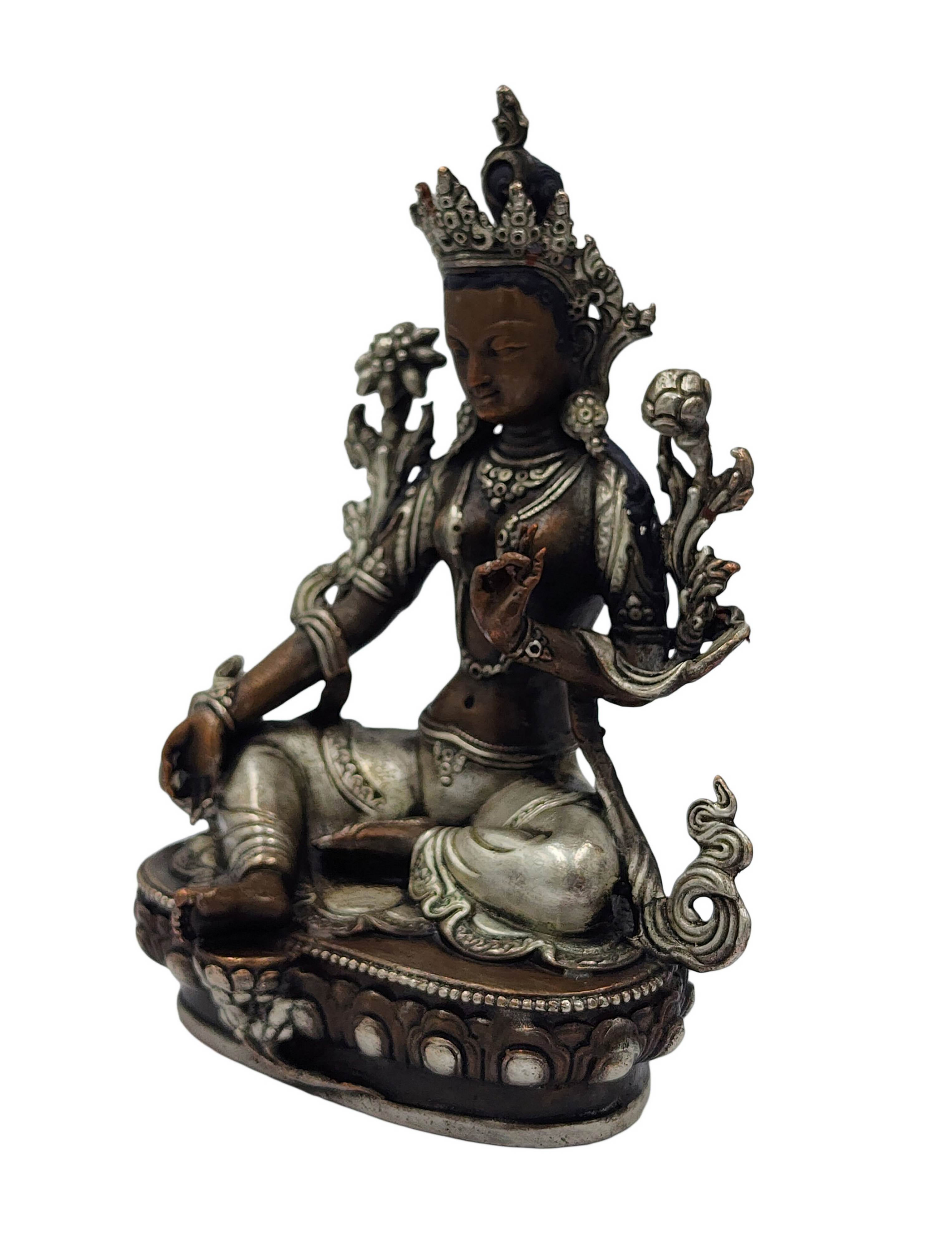 Green Tara, Buddhist Miniature Statue, <span Style=