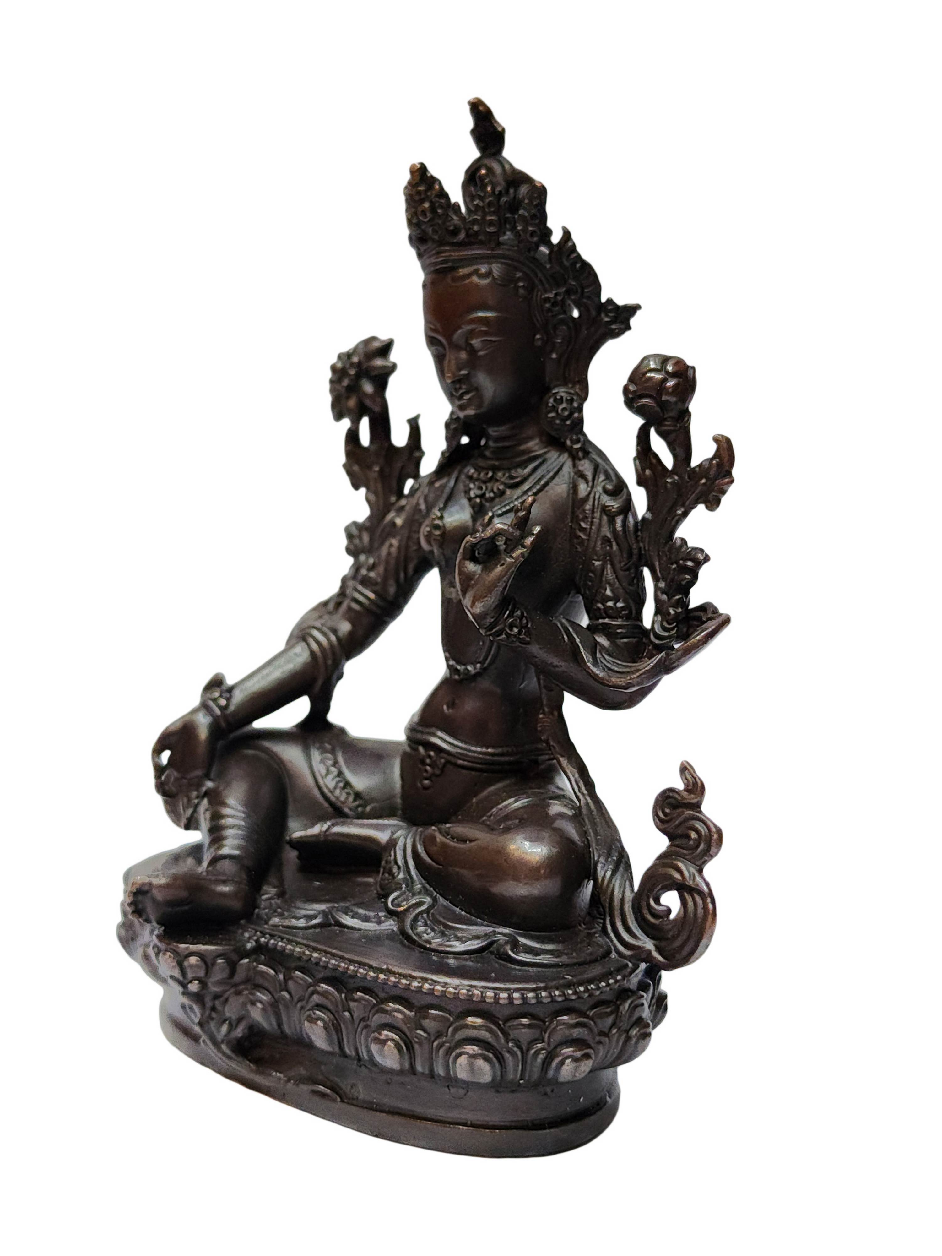 Green Tara, Buddhist Miniature Statue, <span Style=