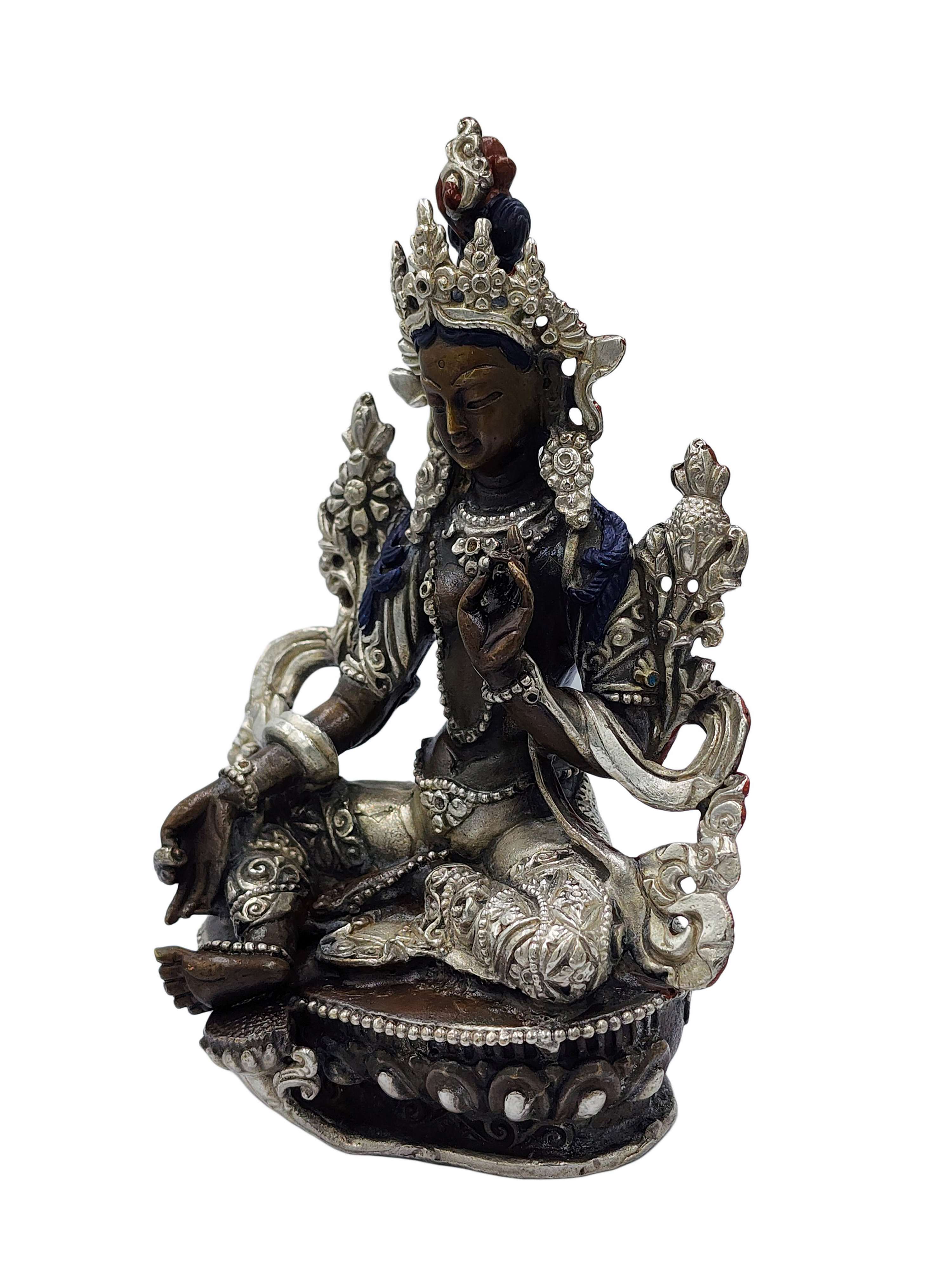 Green Tara, Buddhist Miniature Statue, <span Style=