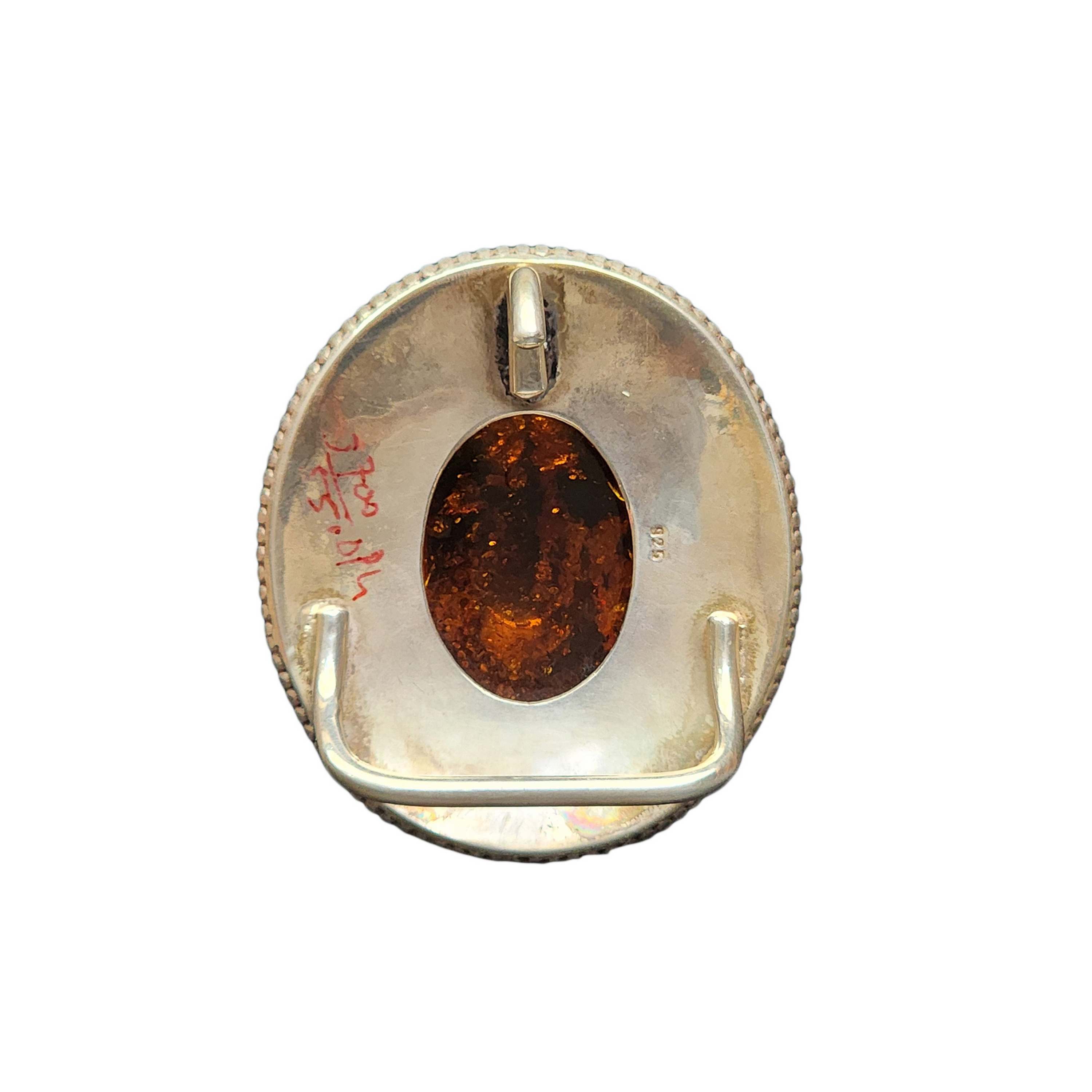 belt Buckle Of Silver With amber