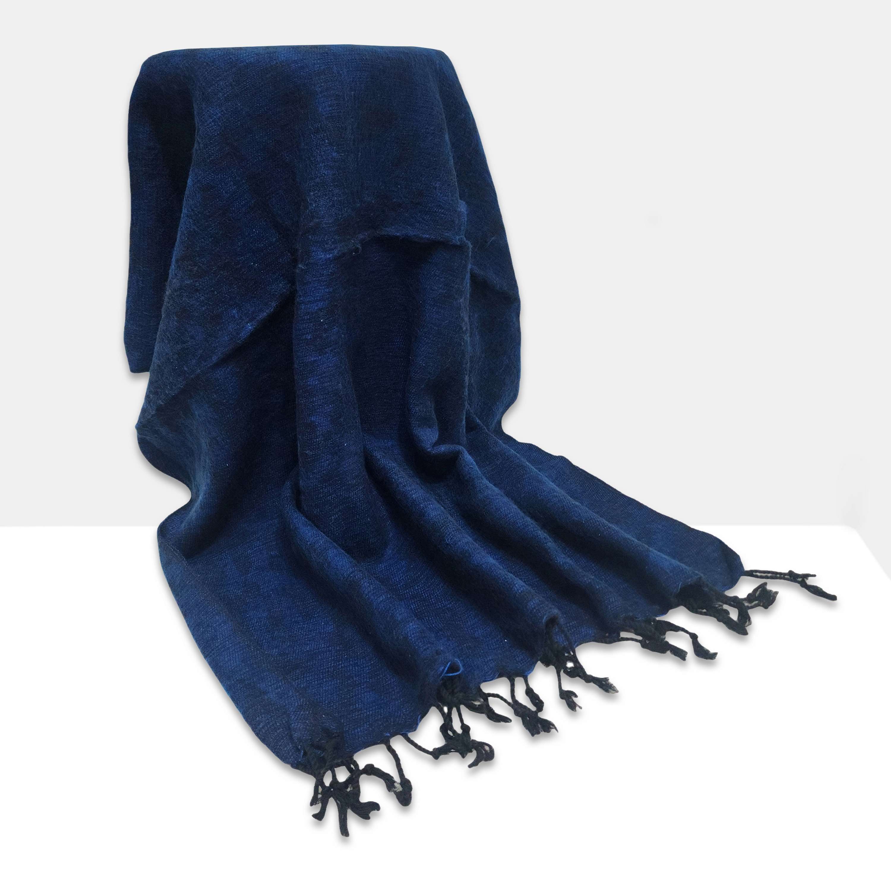 Yak Wool Shawl, Nepali Acrylic Hand Loom Shawl, blue Color