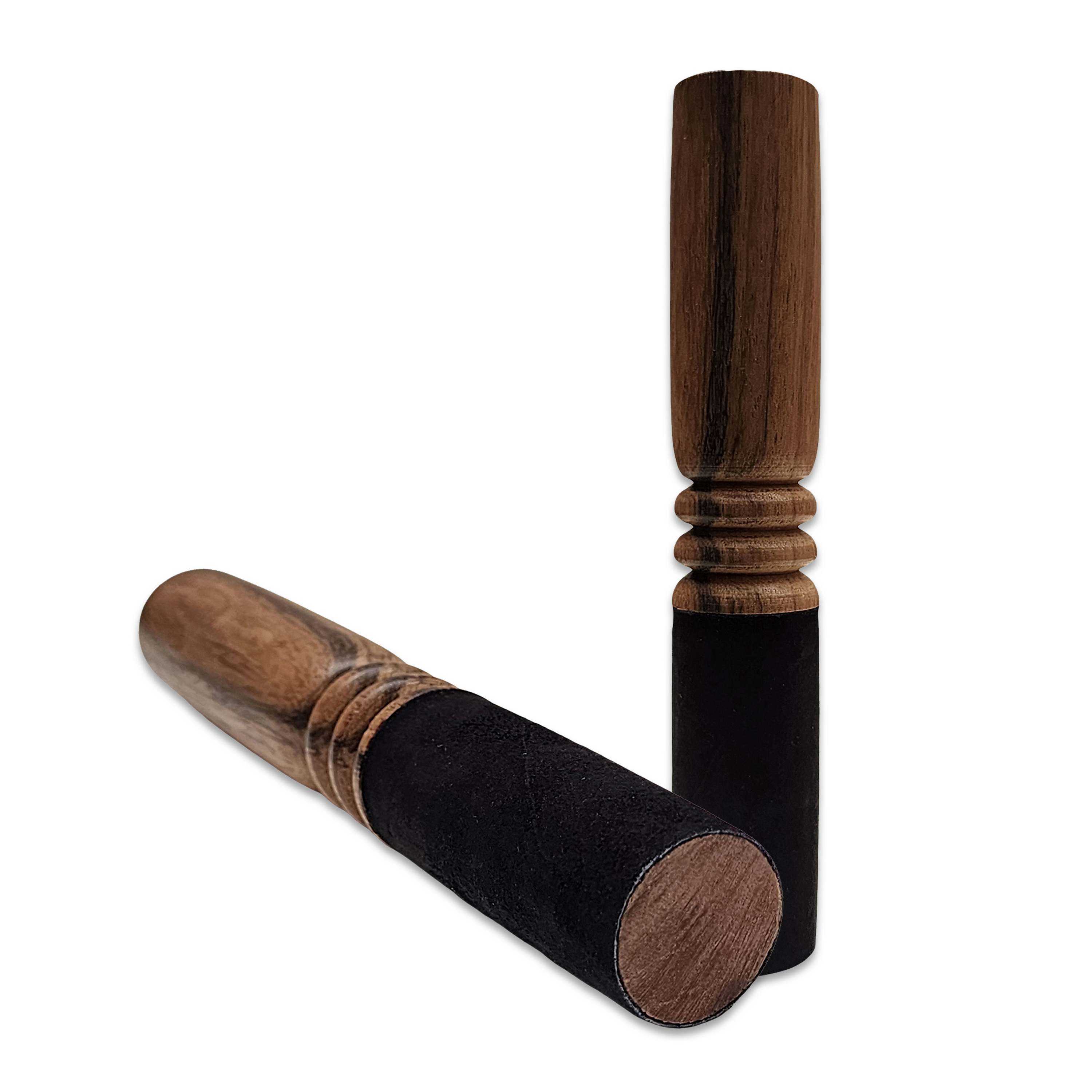 Singing Bowl Accessories, Wooden And Leather, Stroking And Playing Mallet, Medium Small