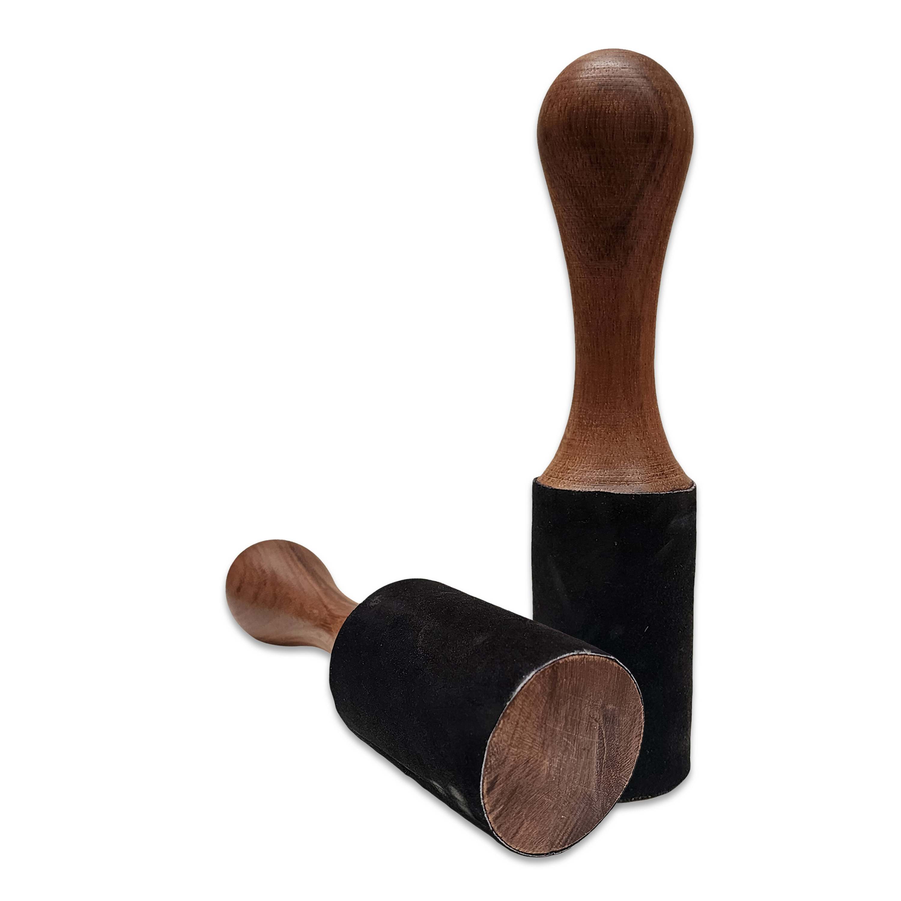 Singing Bowl Accessories, Wooden And Leather, Stroking And Playing Mallet, Medium