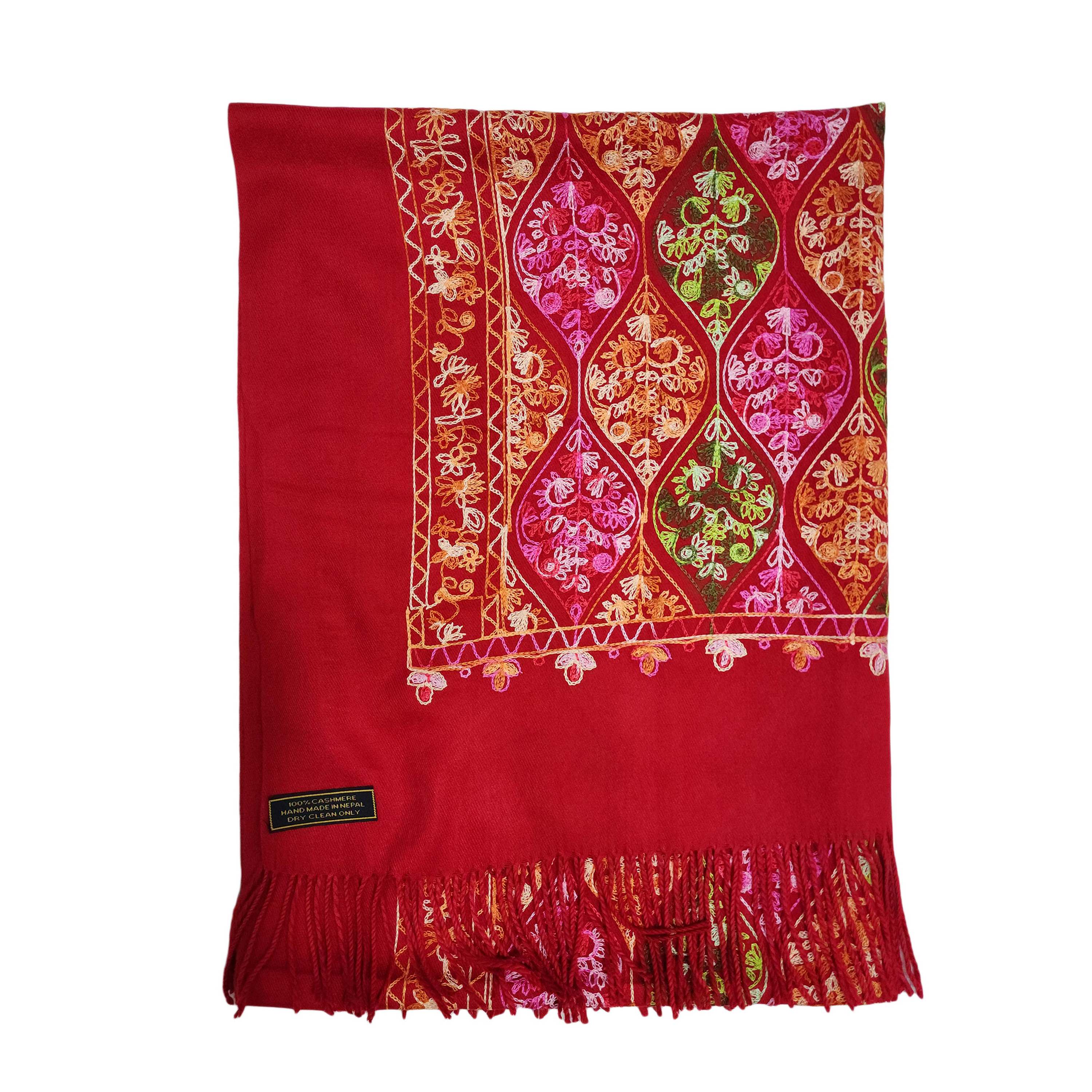 Desigener Shawl, Thick Nepali Shawl, With Heavy Embroidery, Color red