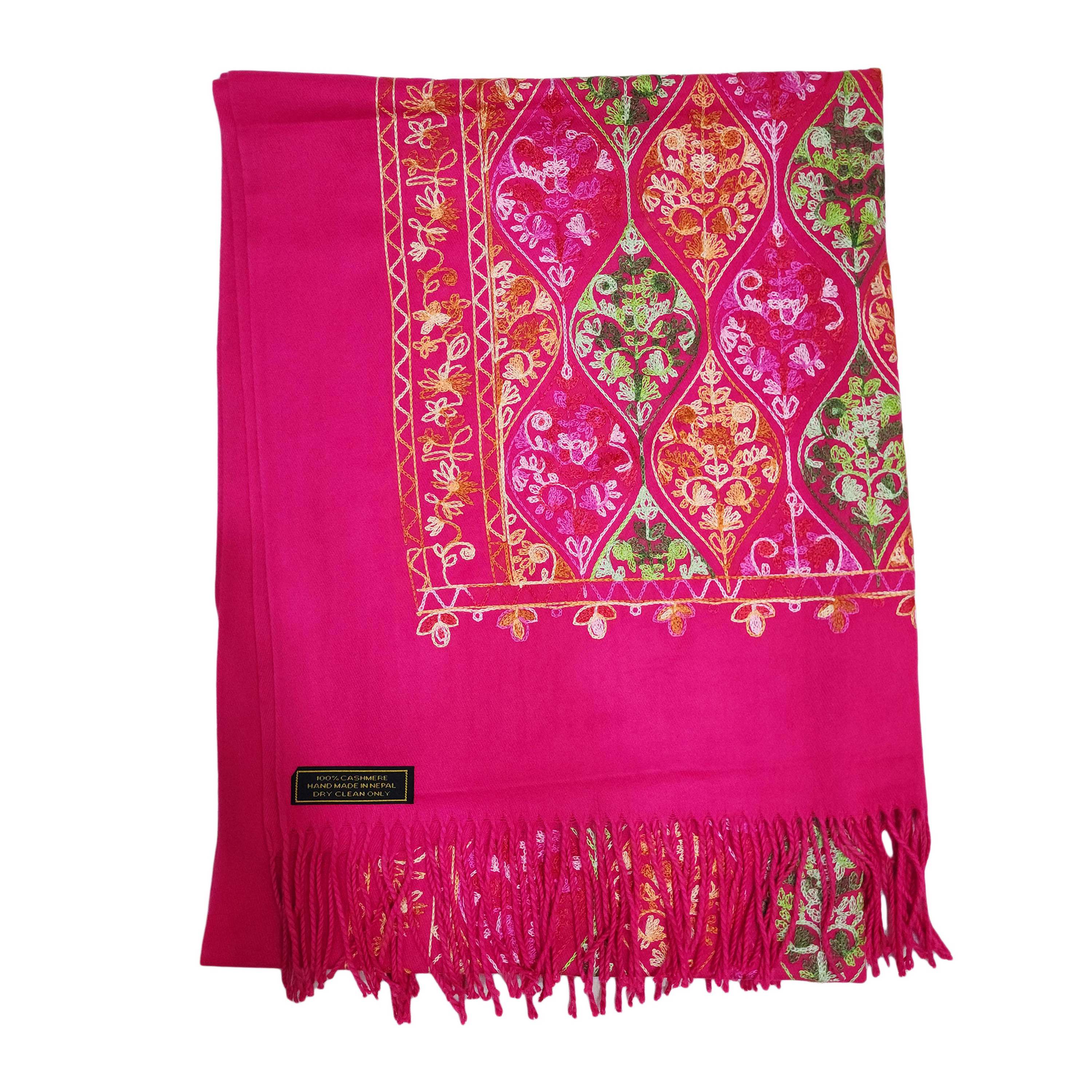 Desigener Shawl, Thick Nepali Shawl, With Heavy Embroidery, Color pink