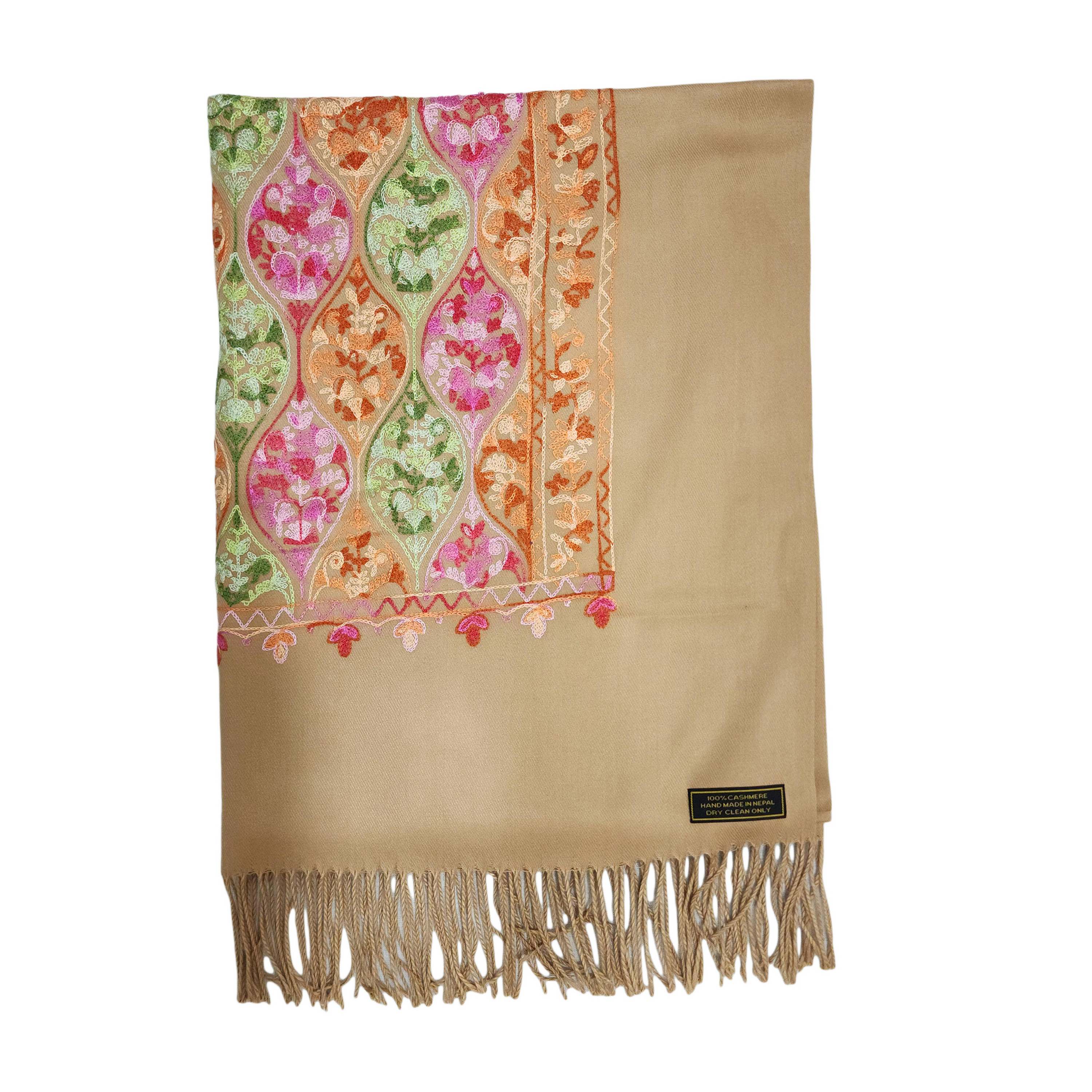 Desigener Shawl, Thick Nepali Shawl, With Heavy Embroidery, Color brown