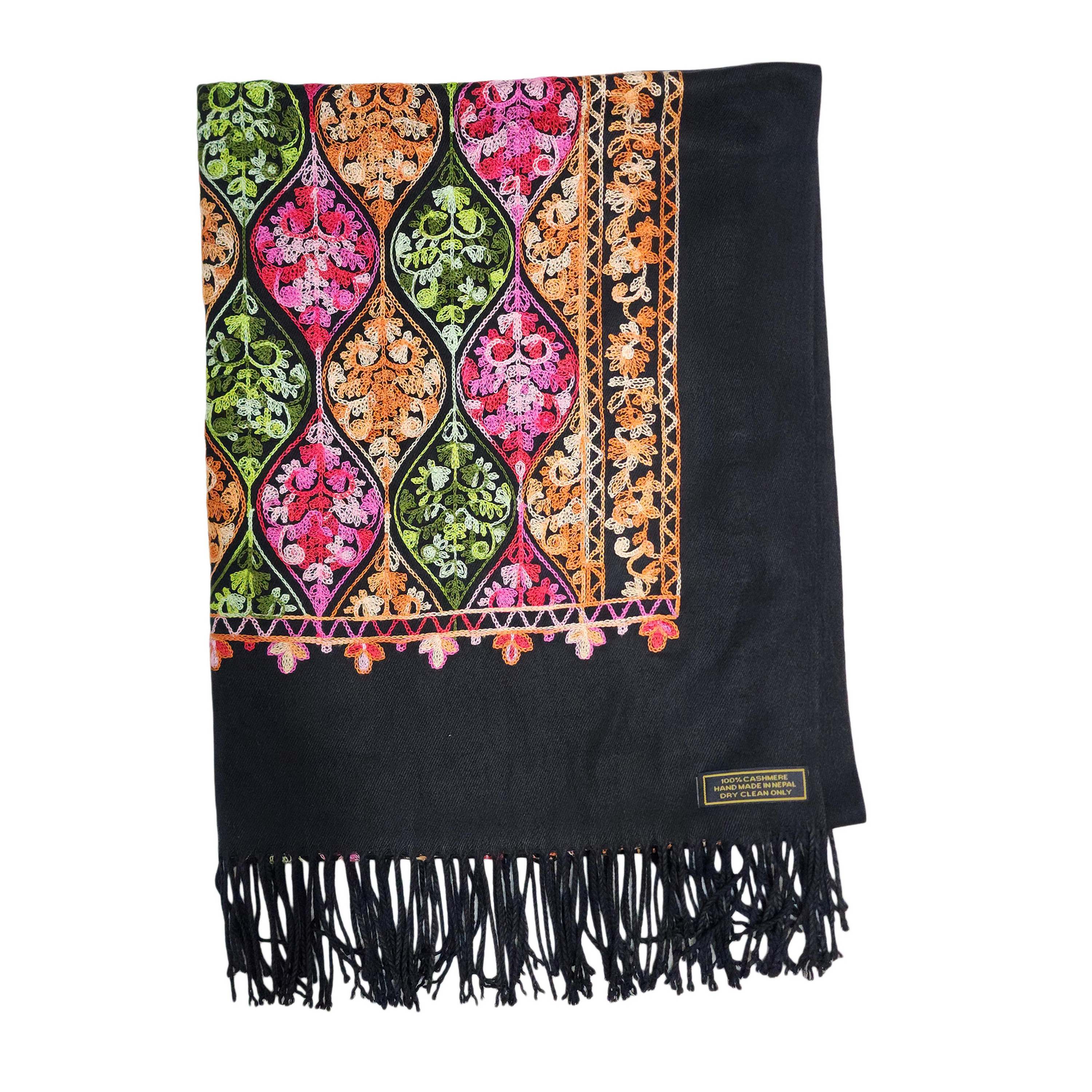 Desigener Shawl, Thick Nepali Shawl, With Heavy Embroidery, Color black