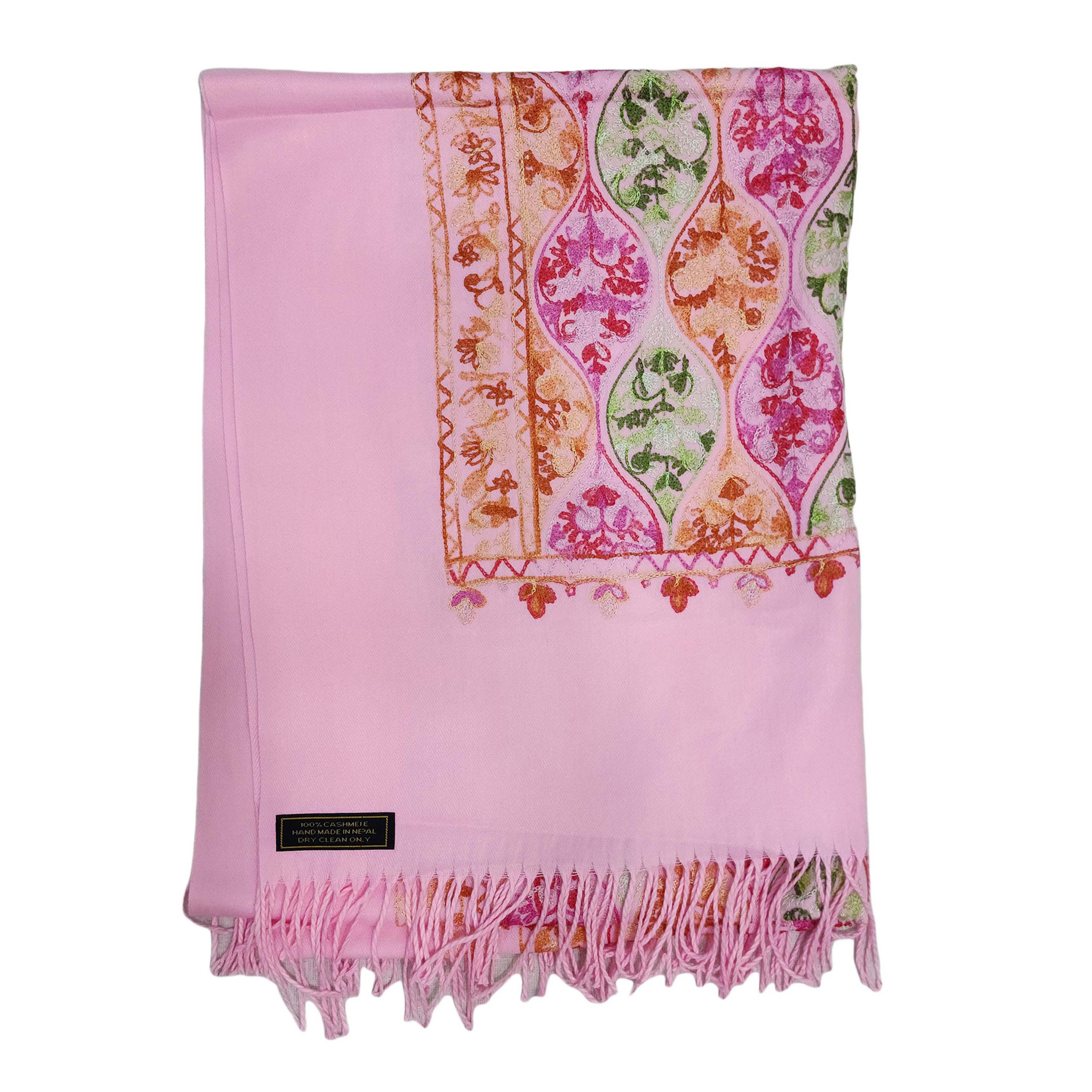 Desigener Shawl, Thick Nepali Shawl, With Heavy Embroidery, Color pale Pink