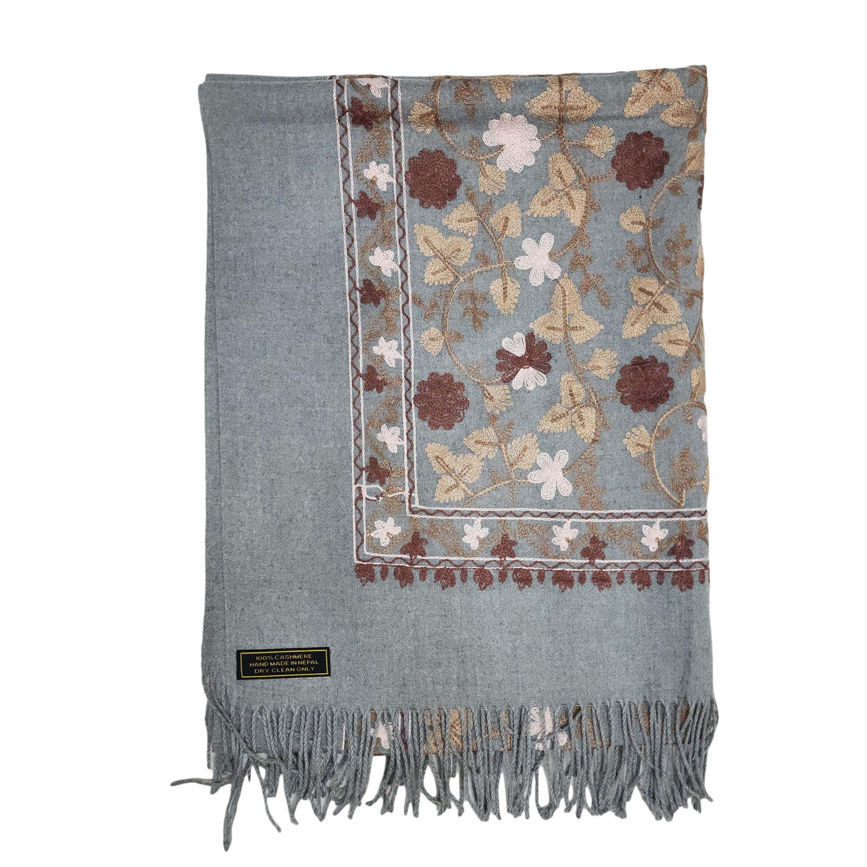 Desigener Shawl, Thick Nepali Shawl, With Heavy Embroidery, Color gray