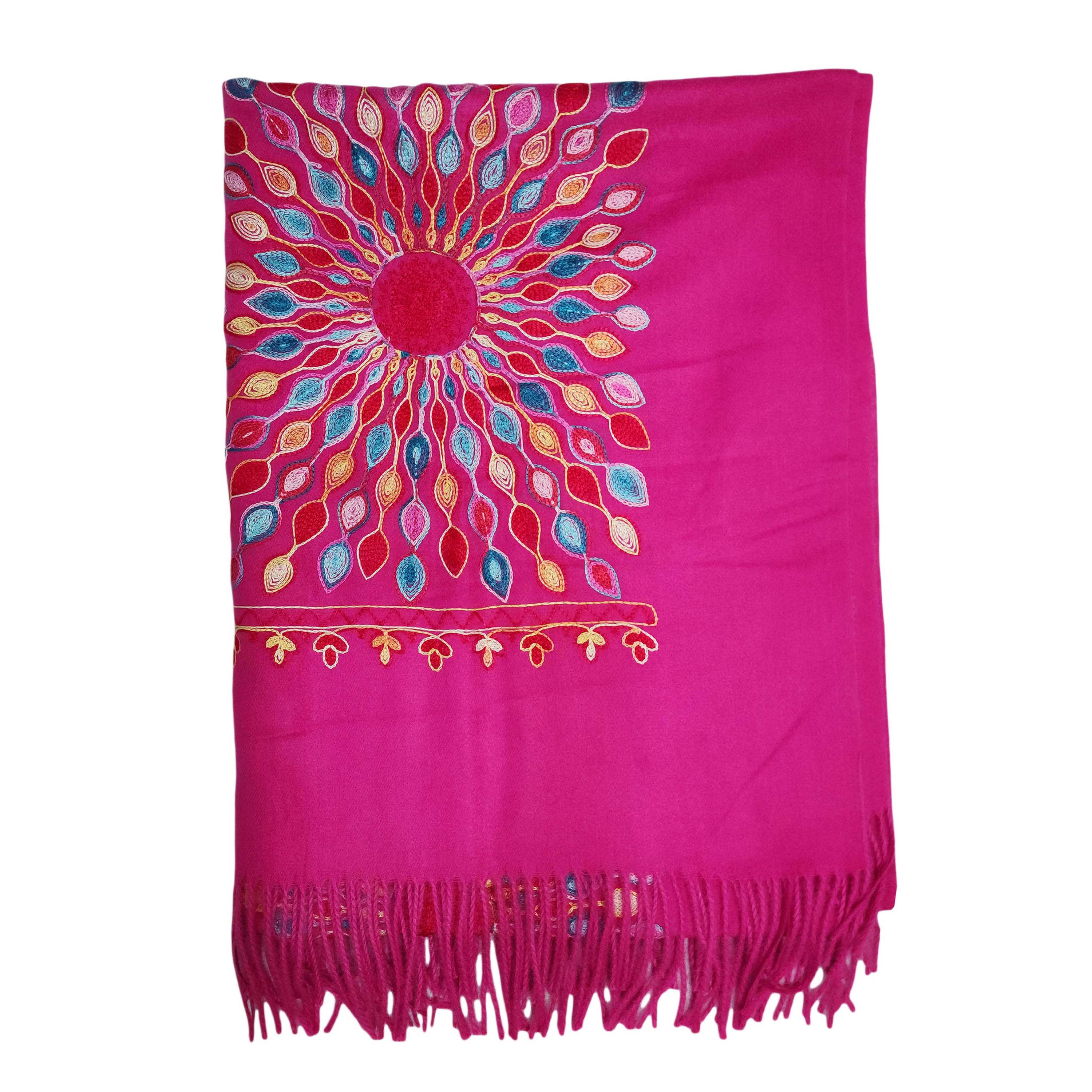 Desigener Shawl, Thick Nepali Shawl, With Heavy Embroidery, Color pink