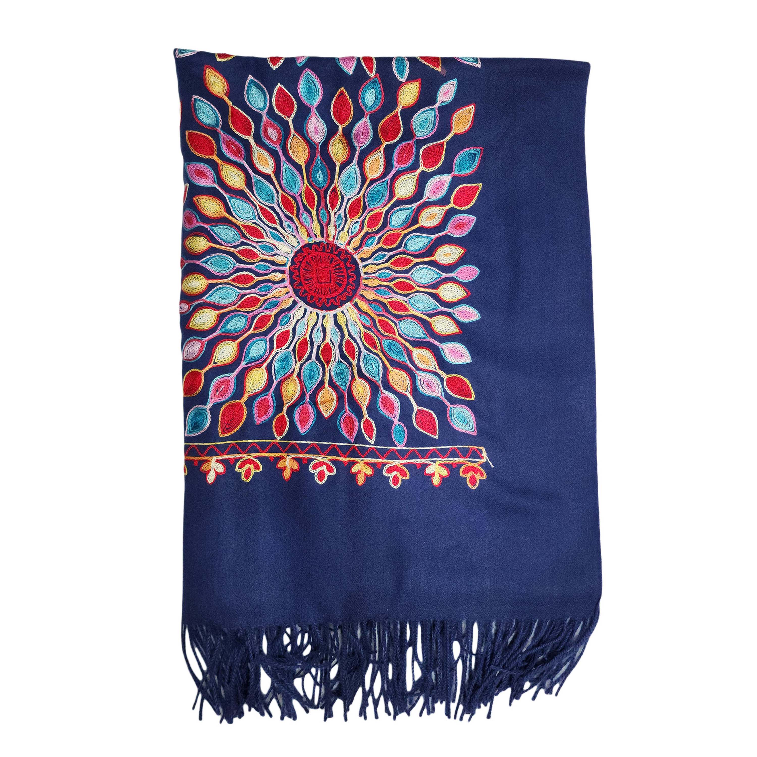Desigener Shawl, Thick Nepali Shawl, With Heavy Embroidery, Color blue