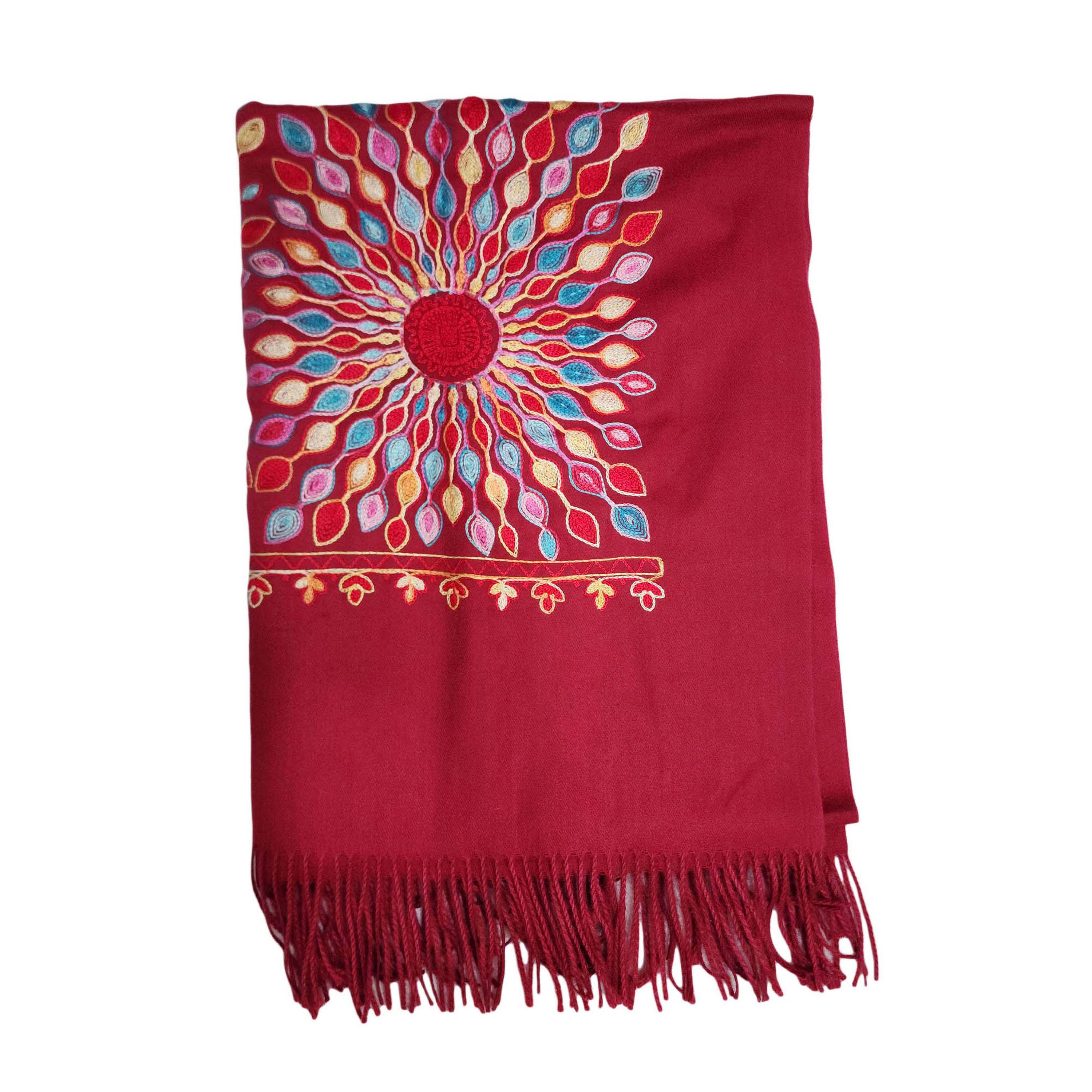 Desigener Shawl, Thick Nepali Shawl, With Heavy Embroidery, Color red