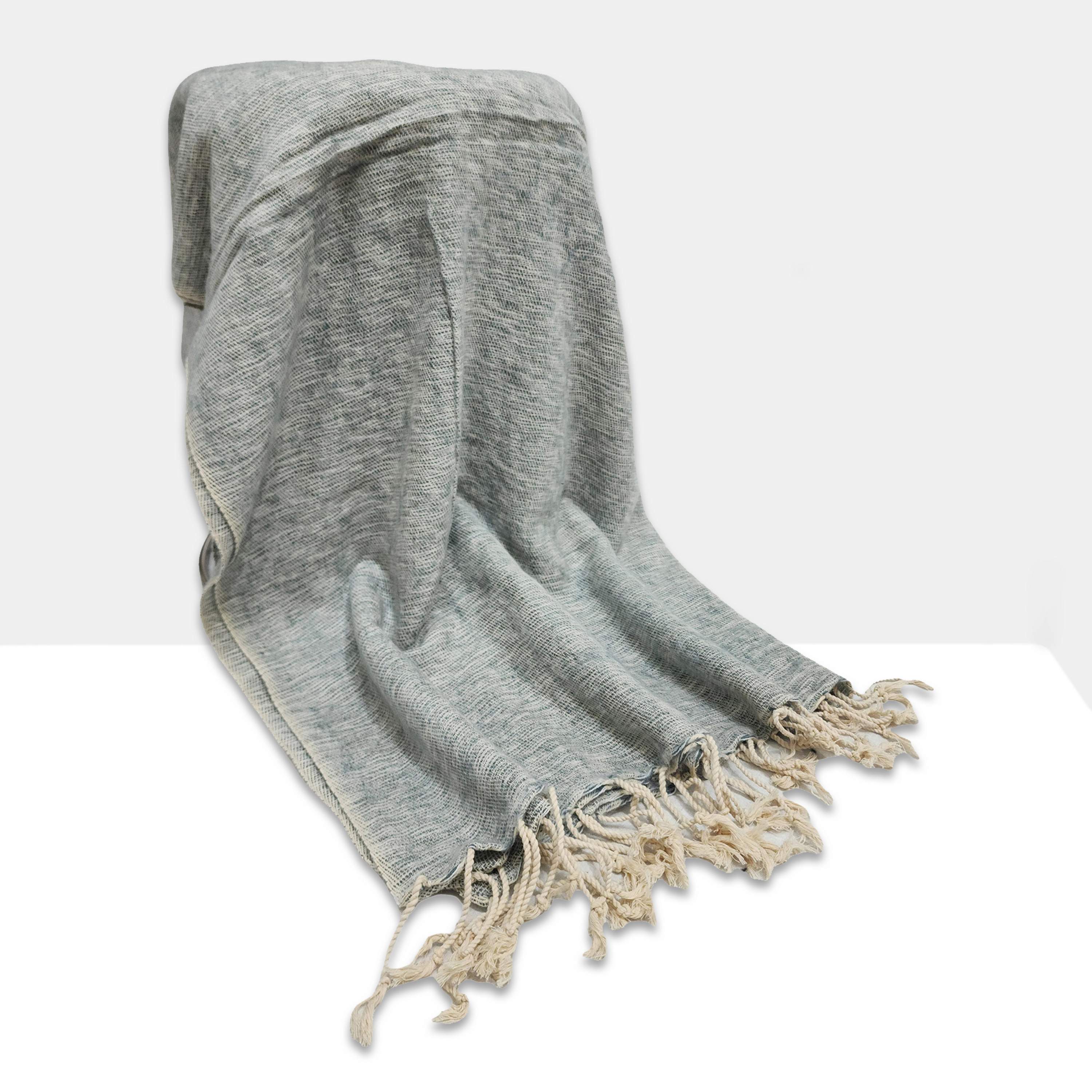 Yak Wool Blanket, Nepali Acrylic Hand Loom Blanket, Color gray