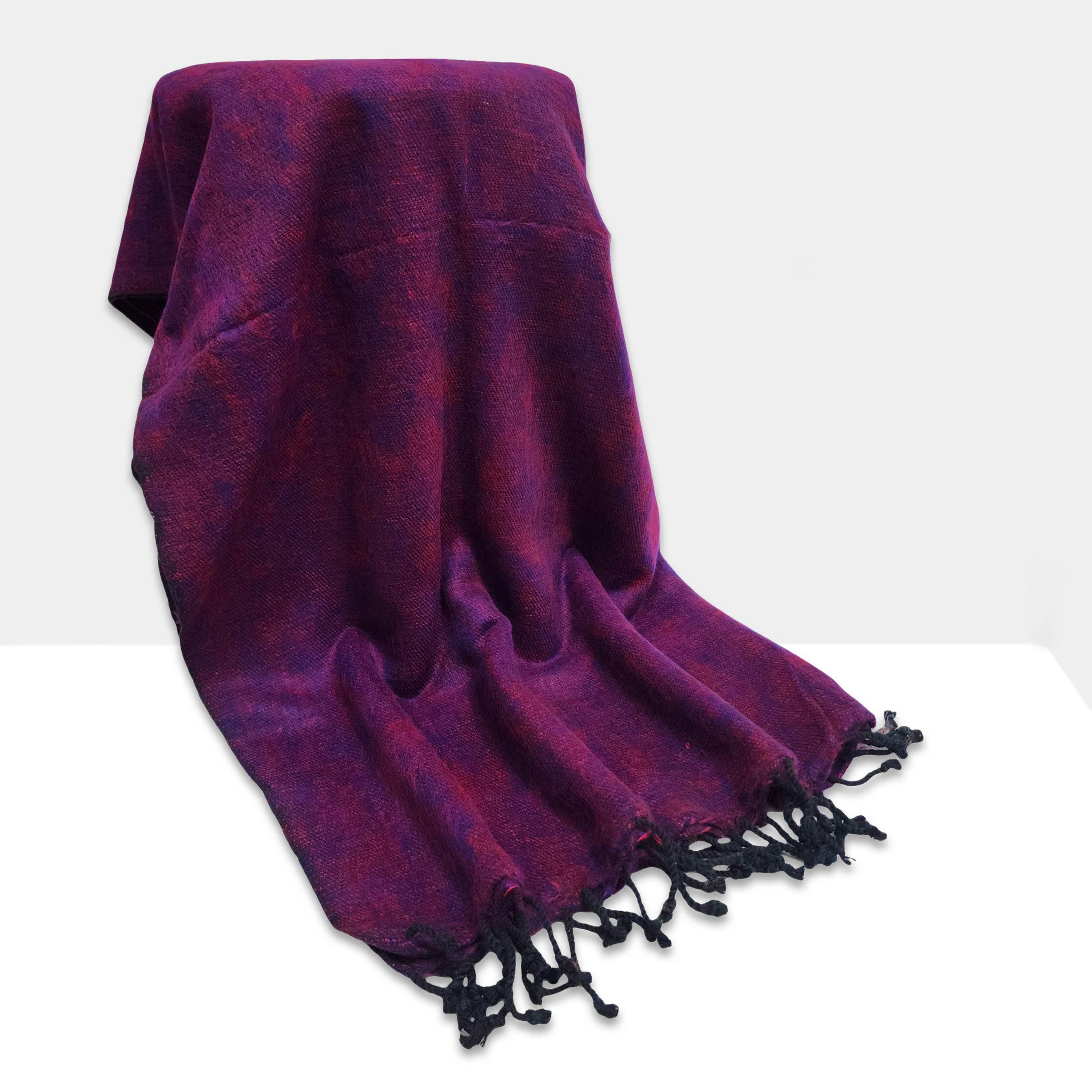 Yak Wool Blanket, Nepali Acrylic Hand Loom Blanket, Color burgundy