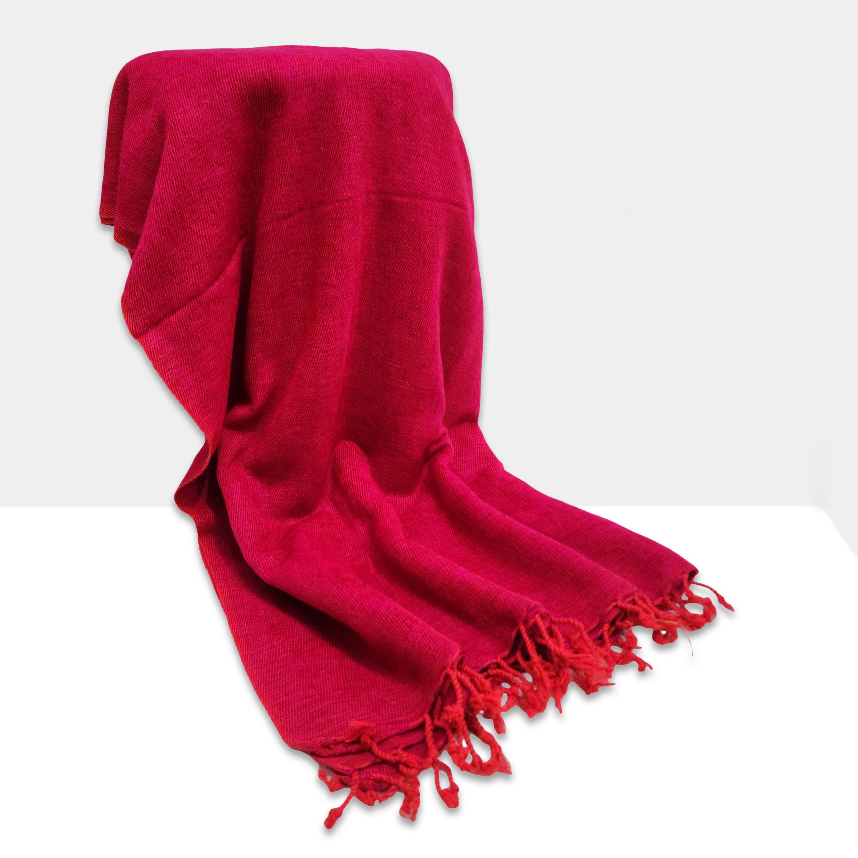 Yak Wool Blanket, Nepali Acrylic Hand Loom Blanket, Color red