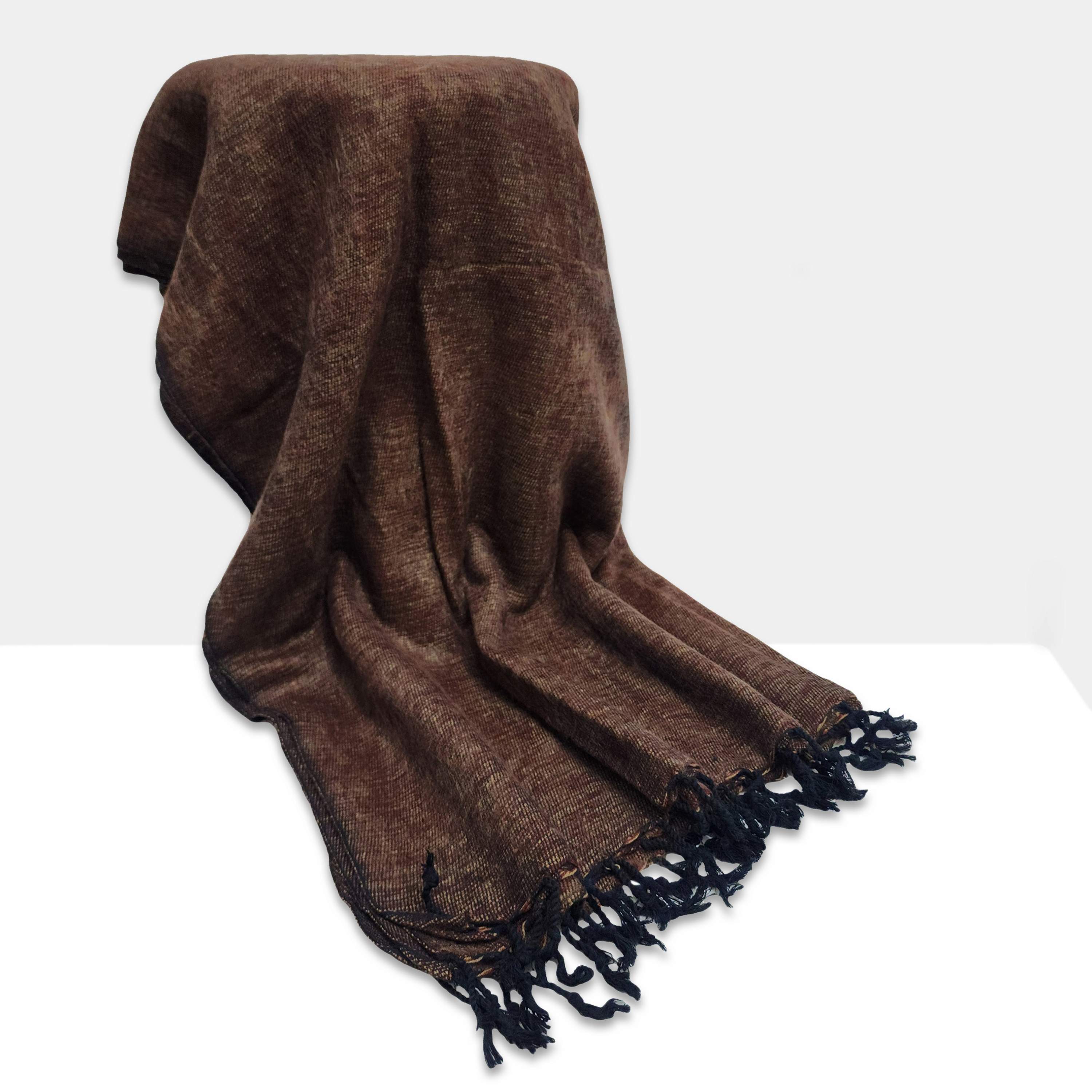 Yak Wool Blanket, Nepali Acrylic Hand Loom Blanket, Color coffee Brown