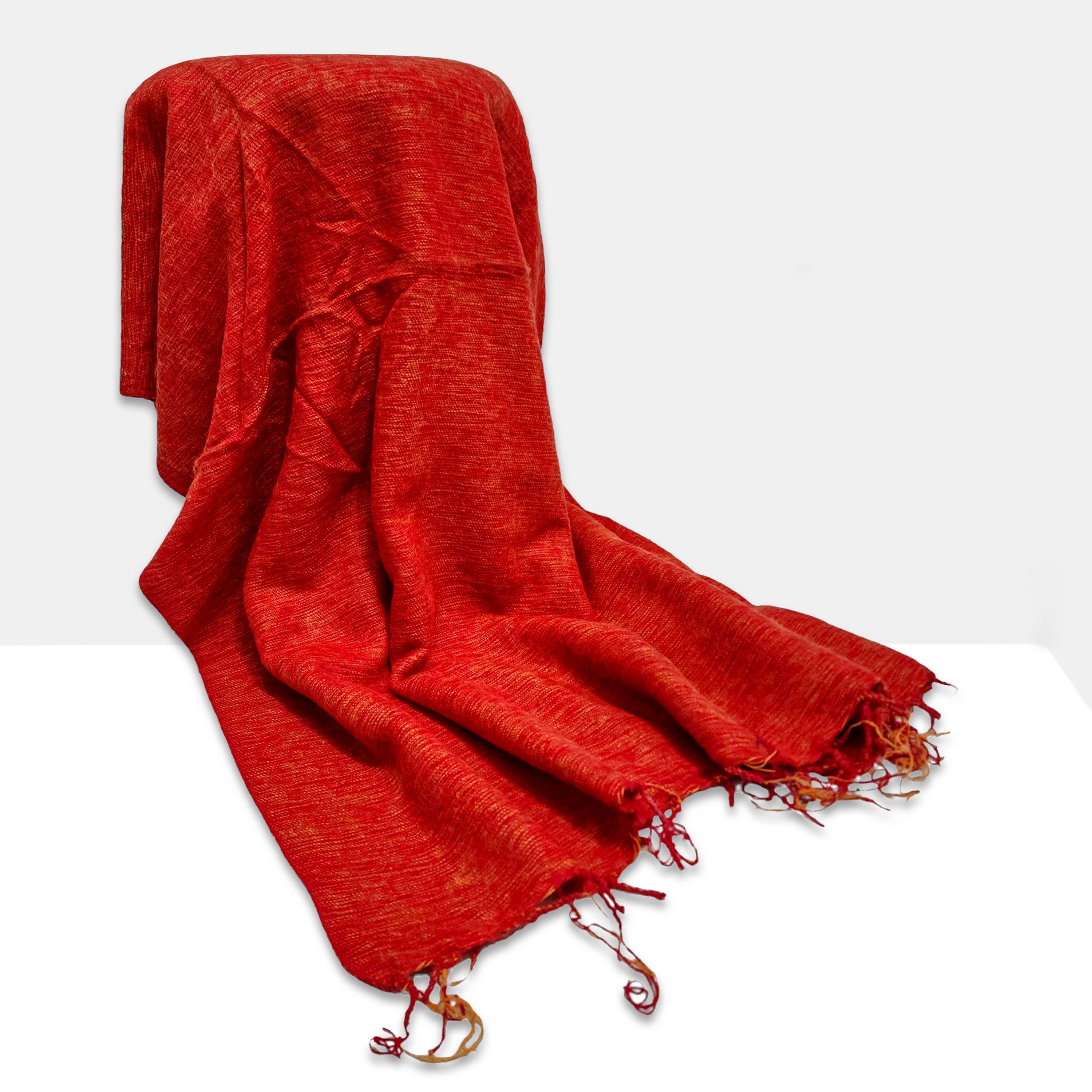 Yak Wool Blanket, Nepali Acrylic Hand Loom Blanket, Color red
