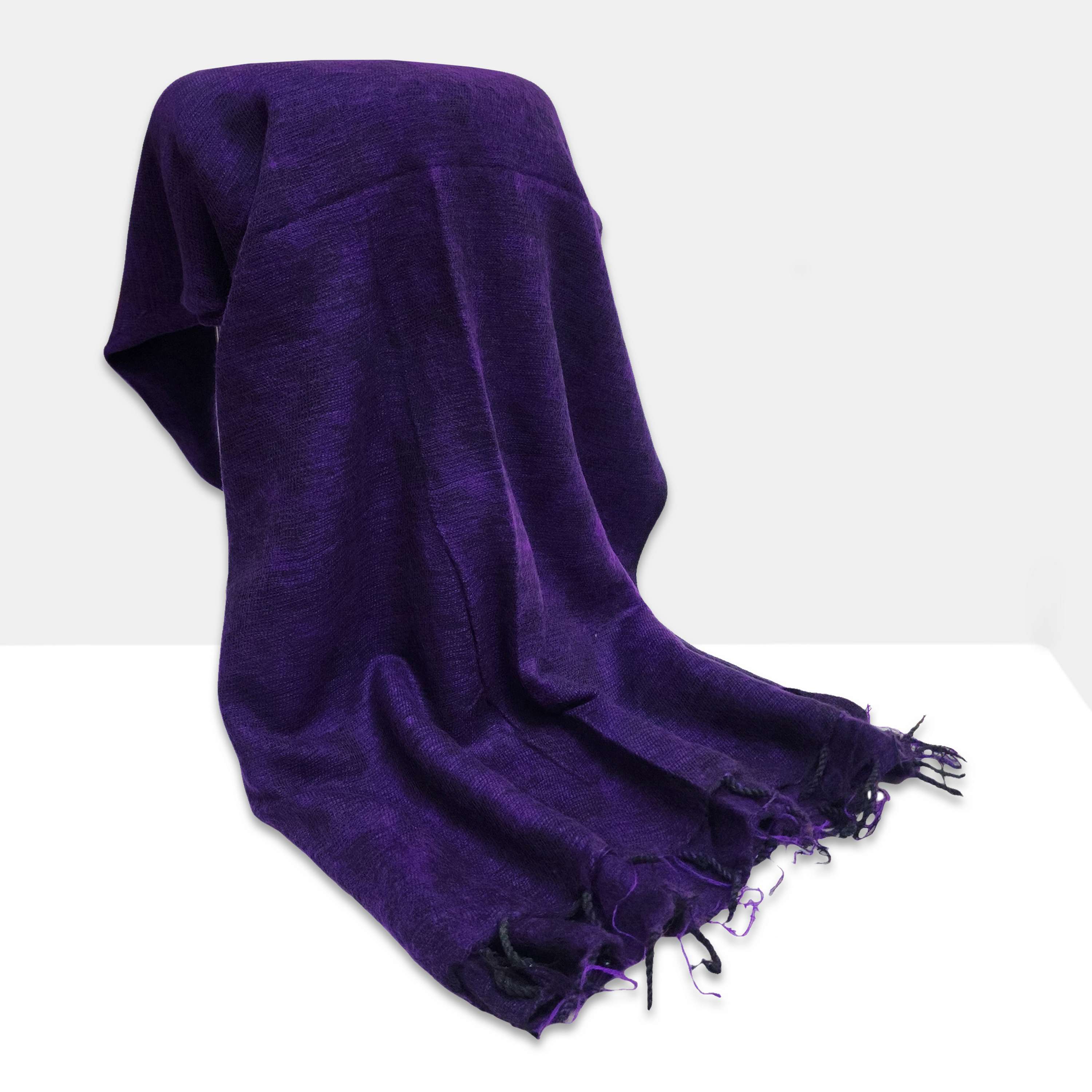 Yak Wool Blanket, Nepali Acrylic Hand Loom Blanket, Color purple