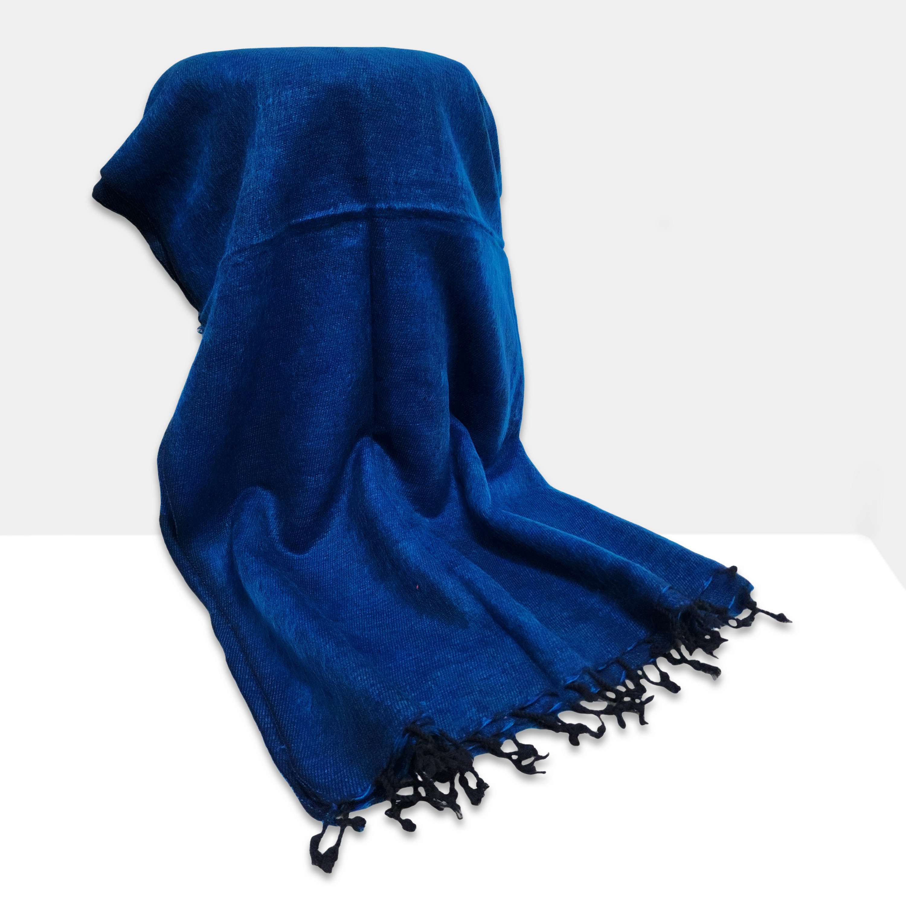 Yak Wool Blanket, Nepali Acrylic Hand Loom Blanket, Color blue