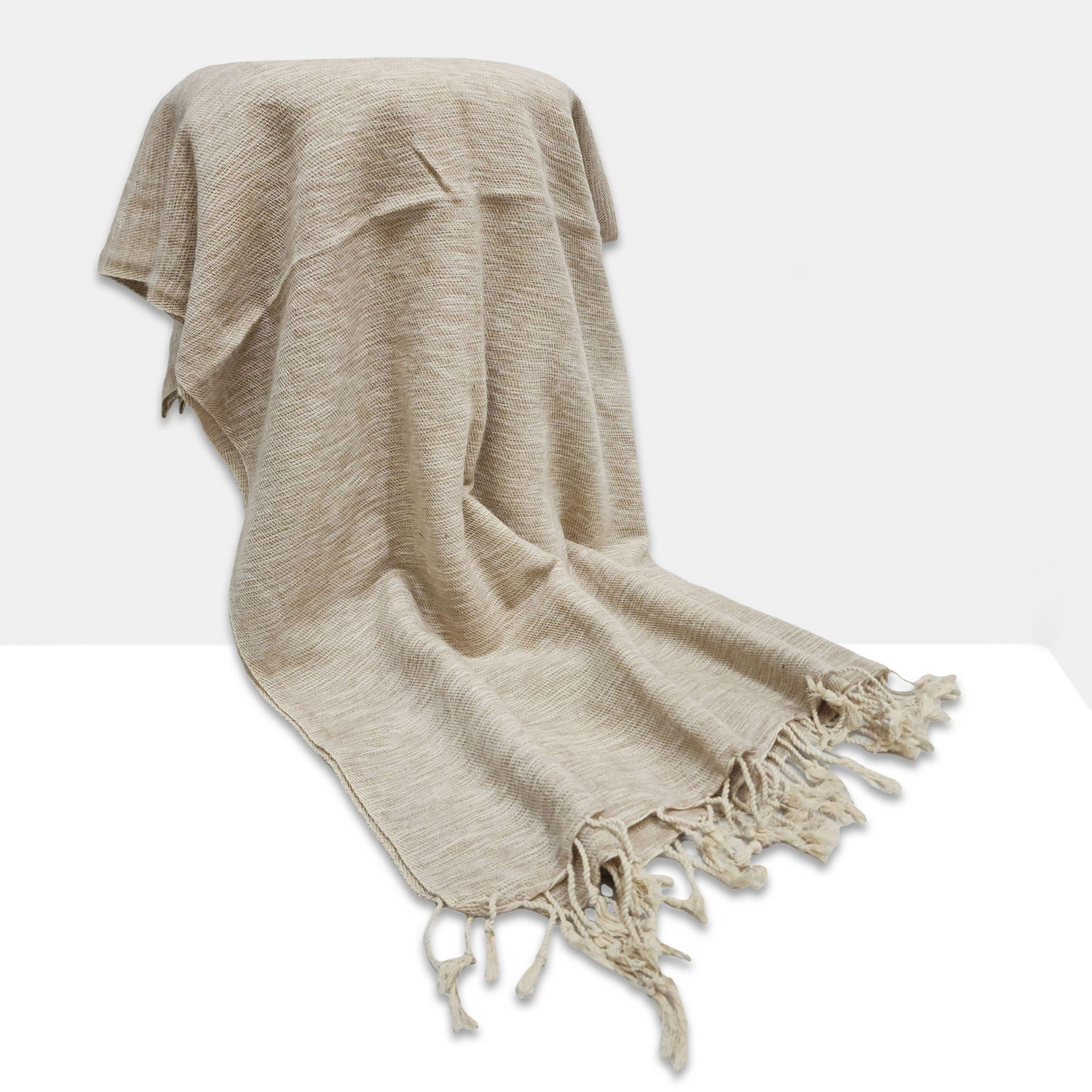 Yak Wool Blanket, Nepali Acrylic Hand Loom Blanket, Color grayish-brown