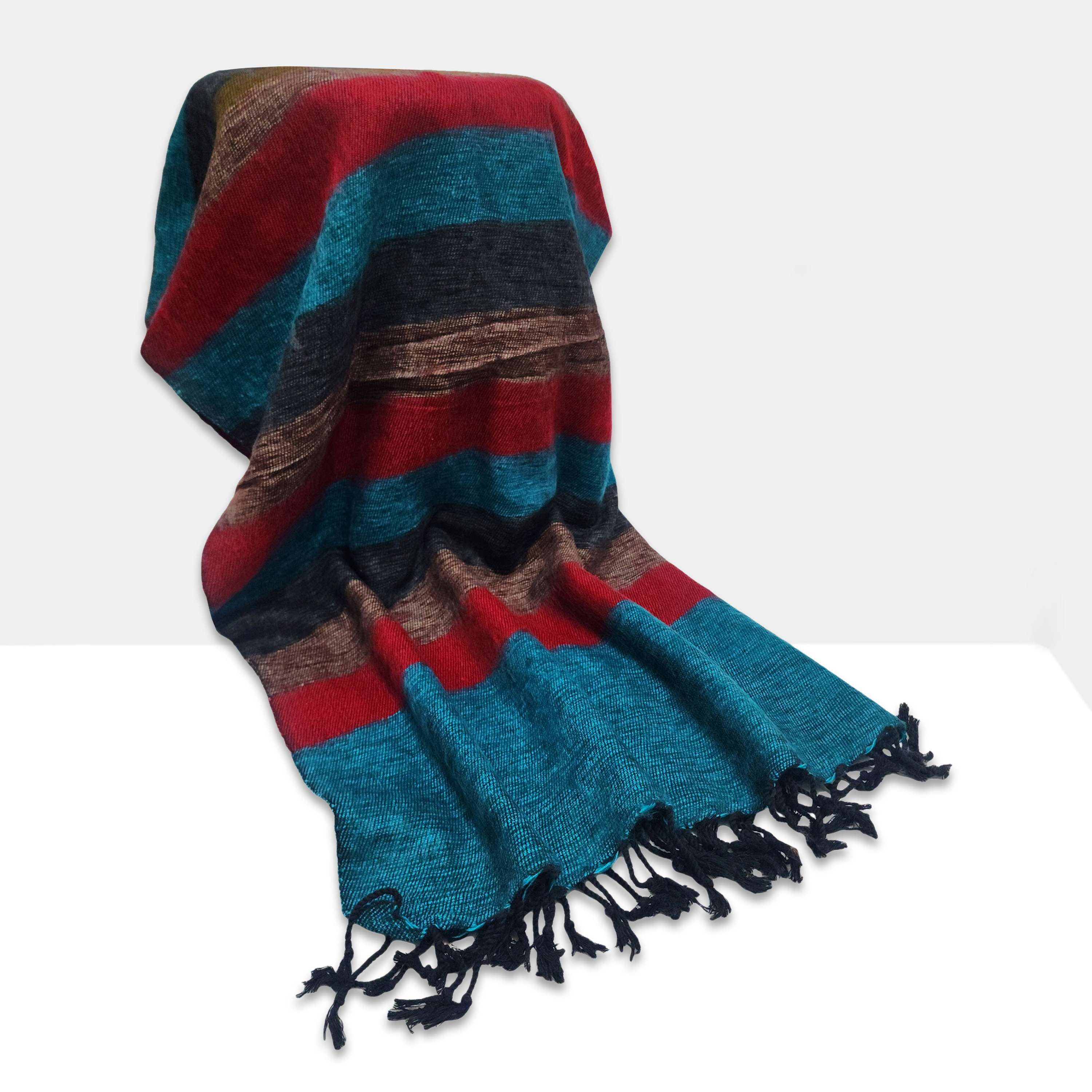 Yak Wool Blanket, Nepali Acrylic Hand Loom Blanket, multi-color