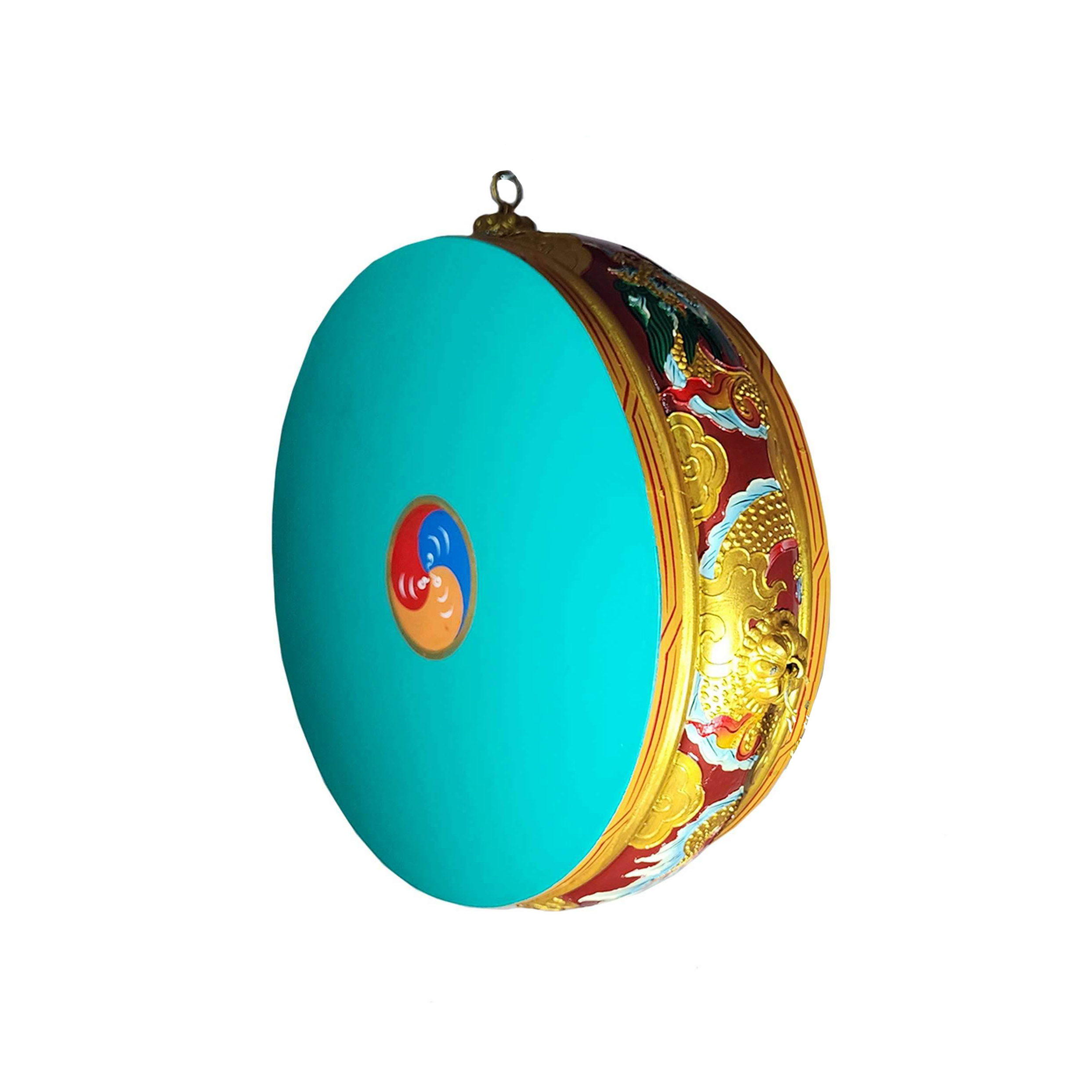 High-quality Tibetan Monastery Drum dhyangro - Traditional Painted Colors
