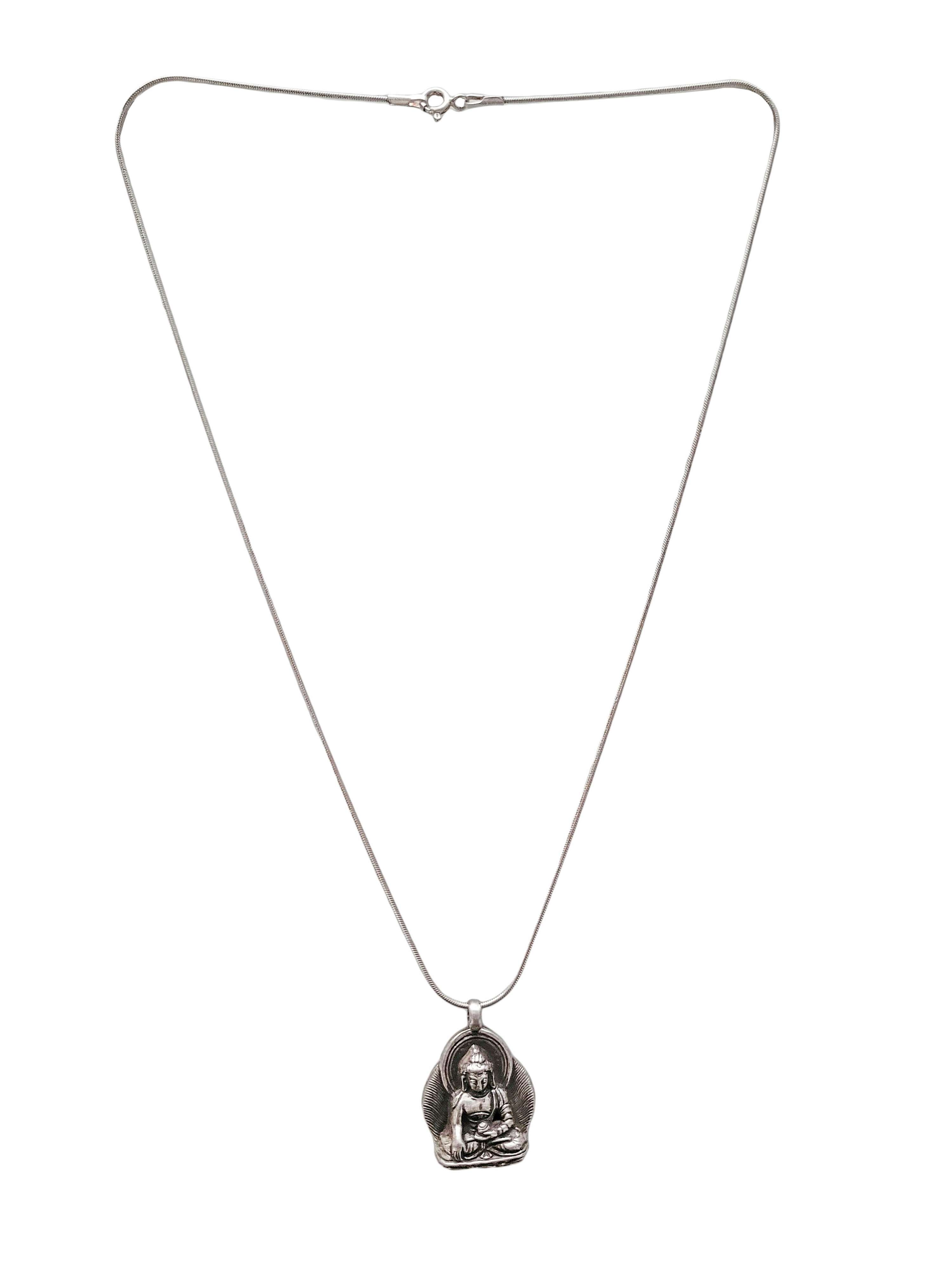 pendant, Buddhist Silver Amulet With shakyamuni Buddha, silver Chain Included