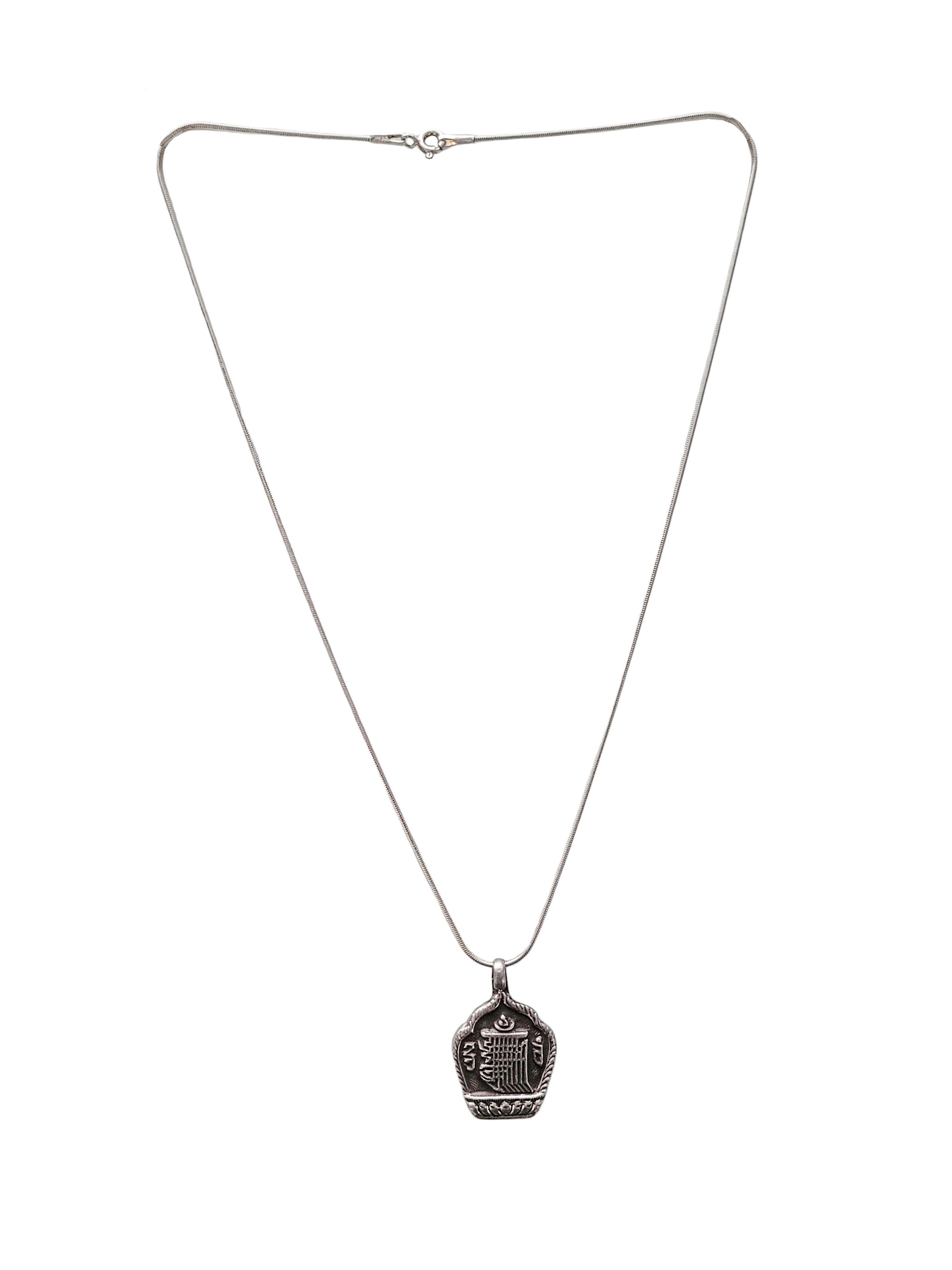 pendant, Buddhist Silver Amulet With kalachakra, silver Chain Included