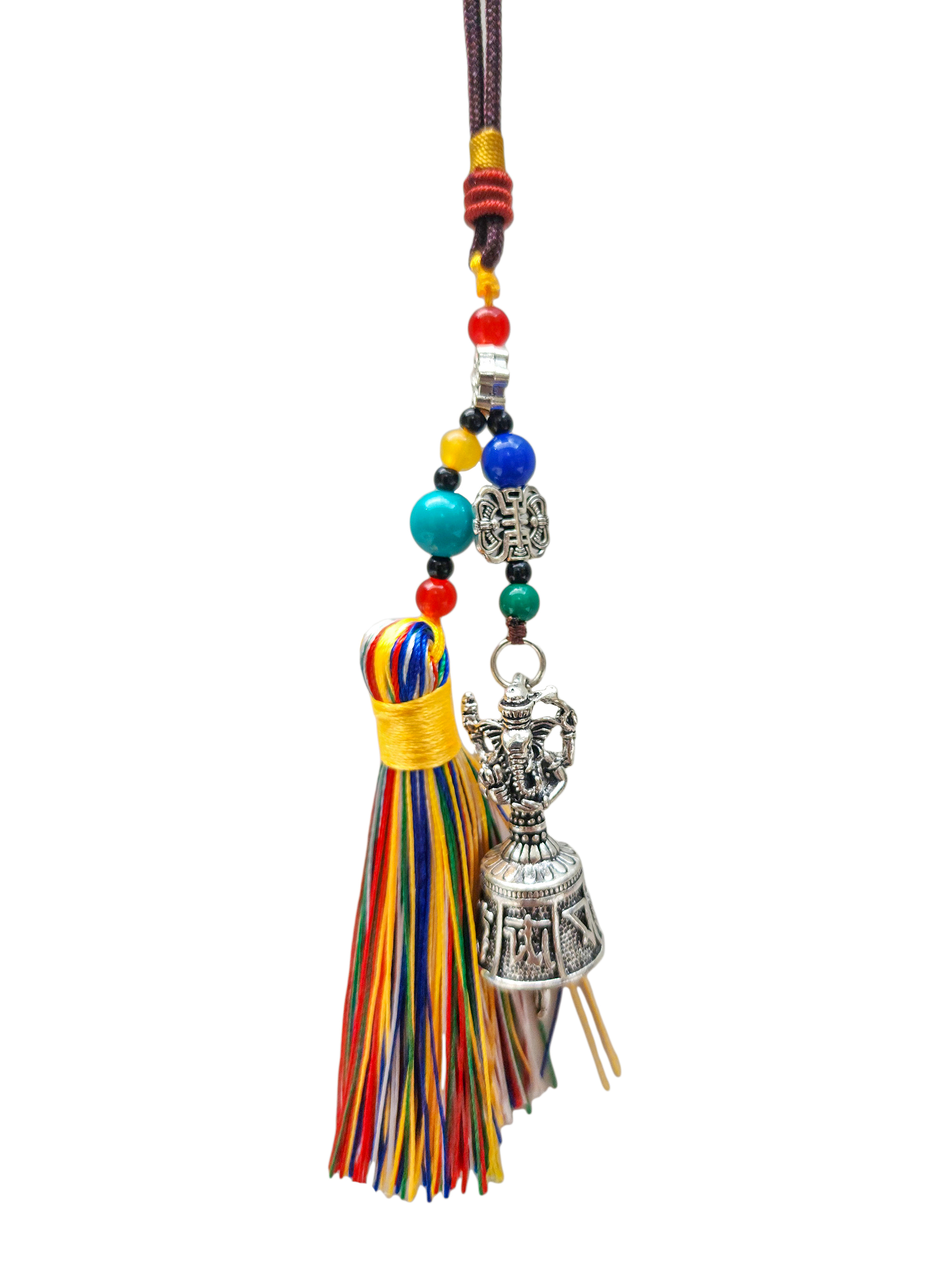 Buddhist Ritual Amulet Hanging With Ganesh Design Bell, For Wall, Altar, Bags And Keyring