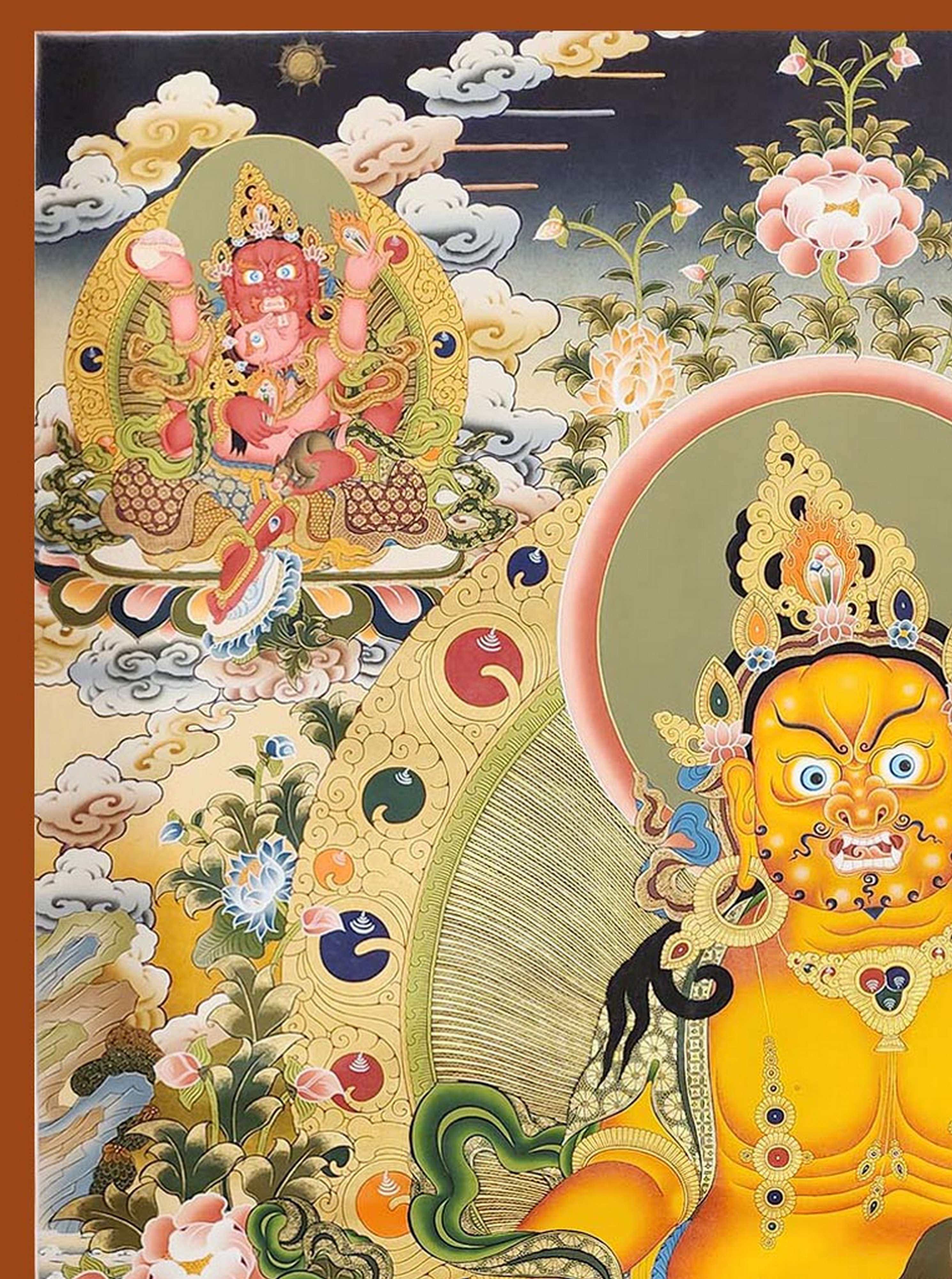 Five Jambhala, Tibetan Buddhist Art, Hand Painted, <span Style=