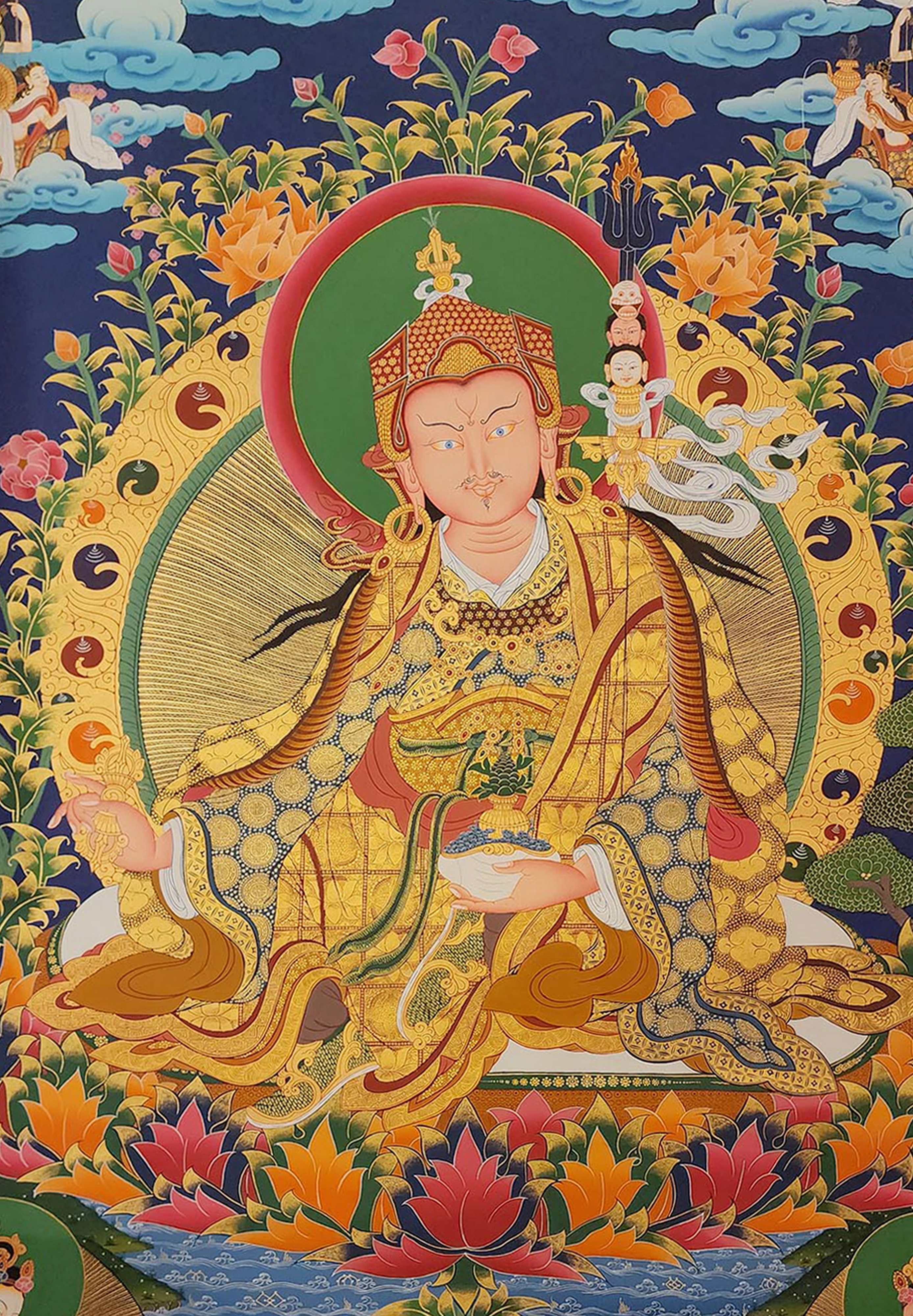 Padmasambhava Thangka, Tibetan Buddhist Art, Hand Painted
