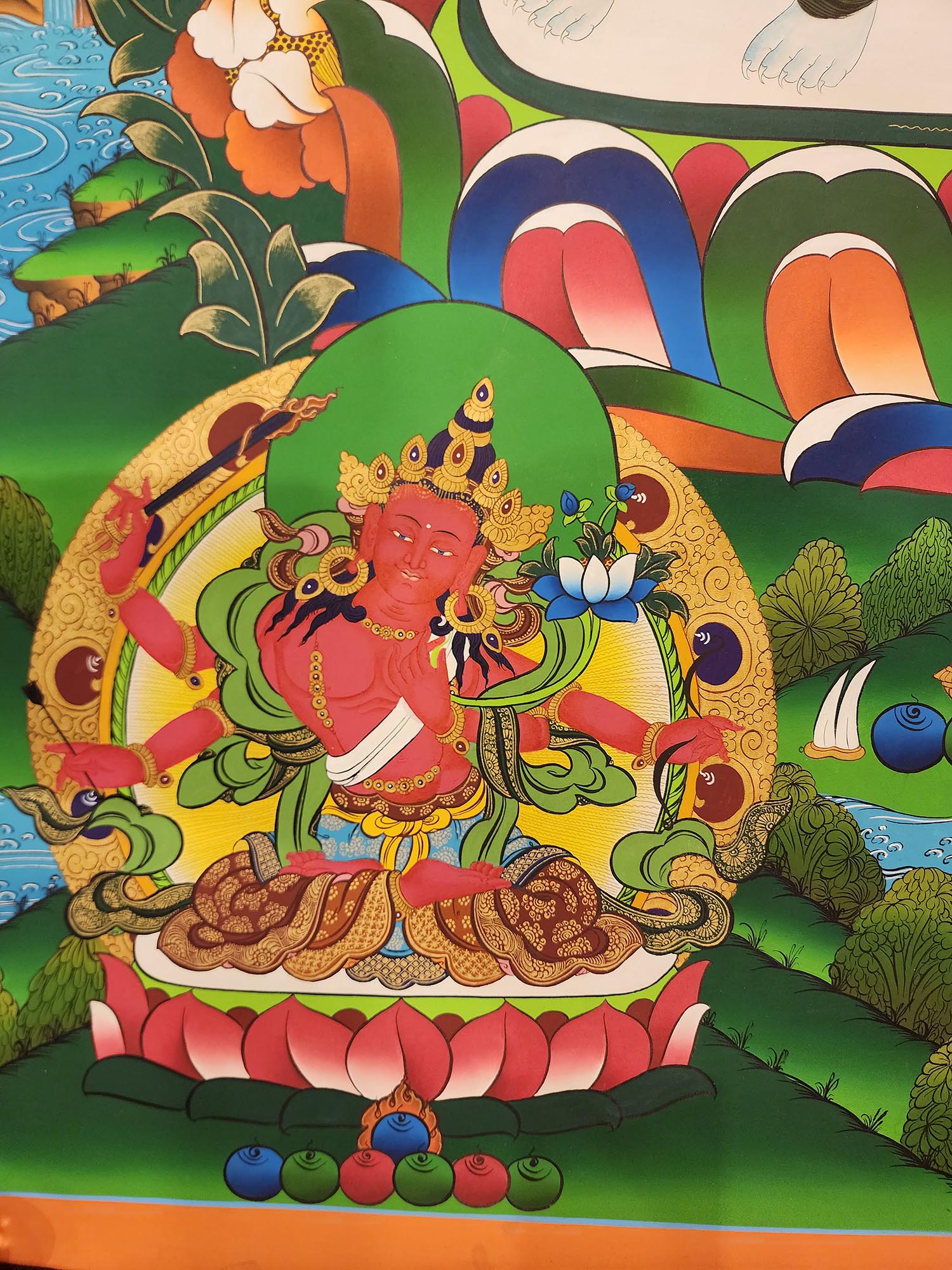 Maha Manjushree, Tibetan Buddhist Art, Hand Painted, <span Style=