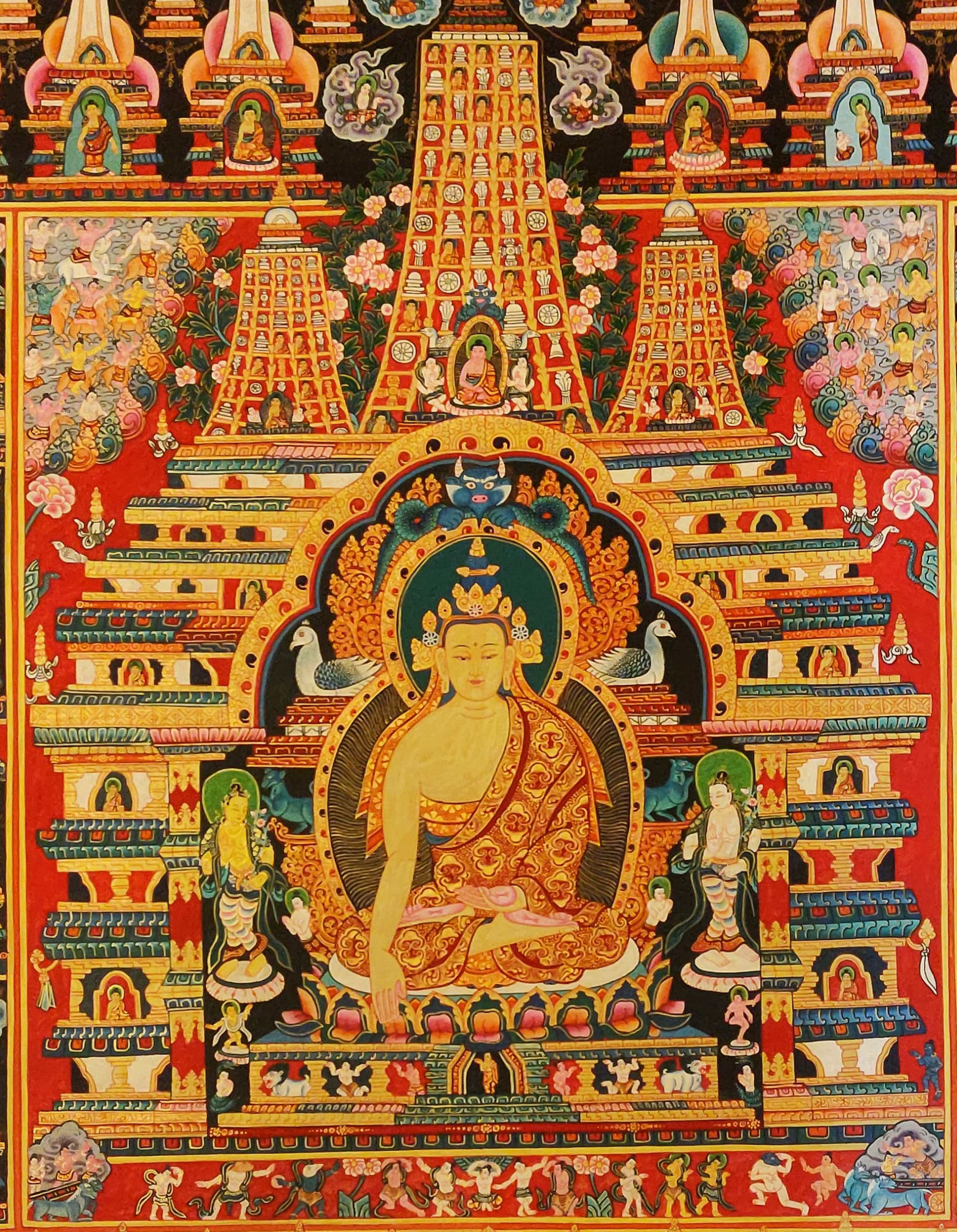 Shakyamuni Thangka, Tibetan Buddhist Art, Hand Painted, <span Style=