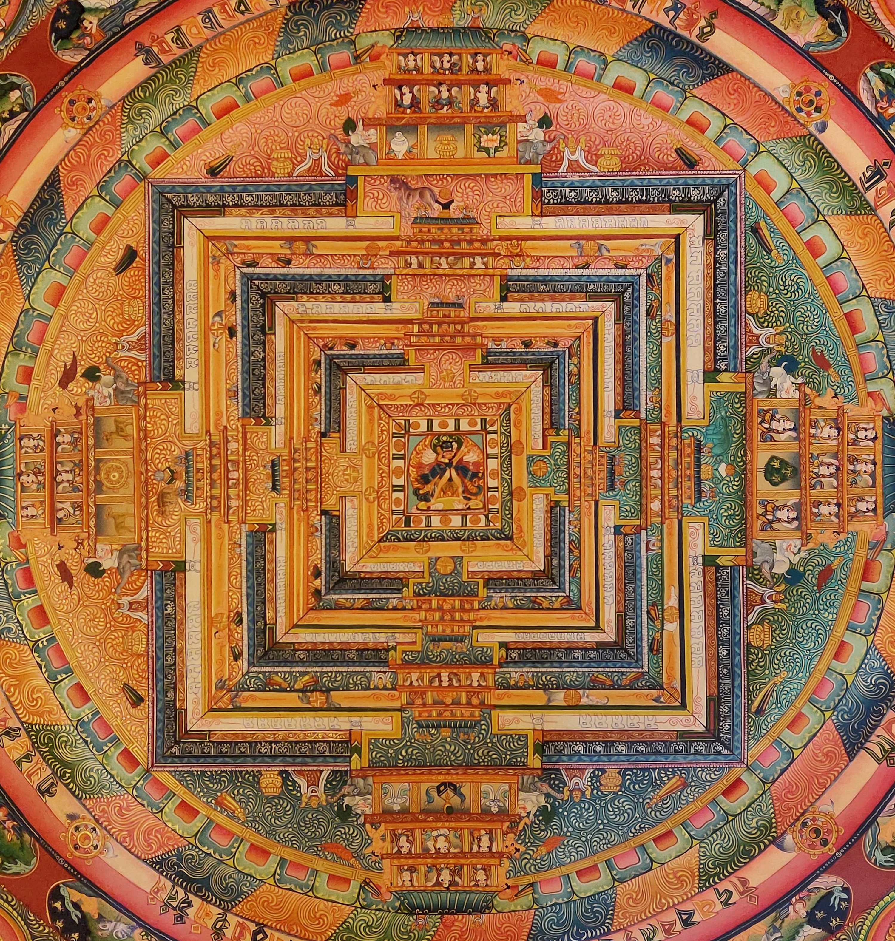 Mandala Thangka, Tibetan Buddhist Art, Hand Painted, <span Style=