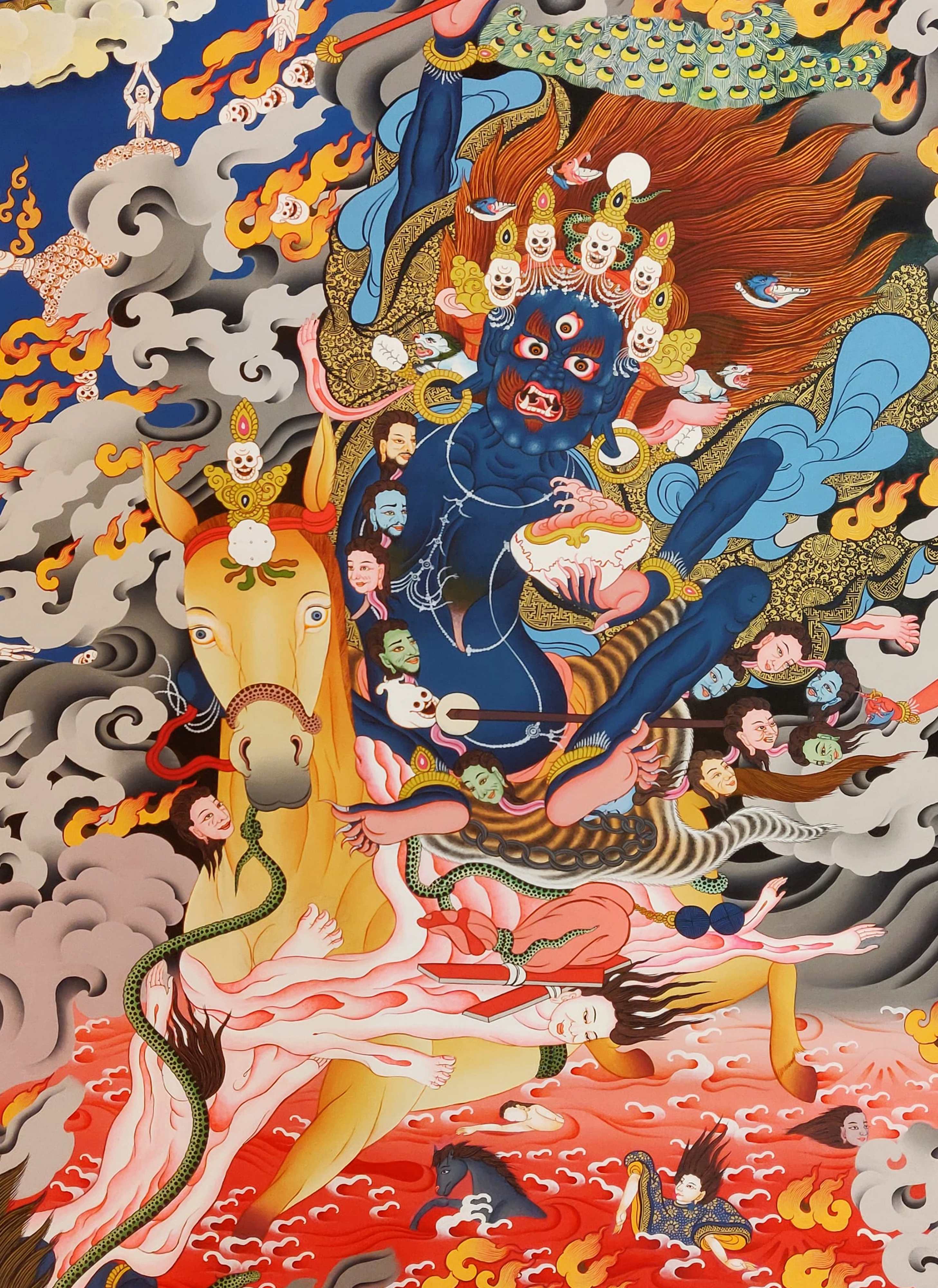 Palden Lahmo Thanka, Realgold, Tibetan Buddhist Art, Hand Painted, <span Style=