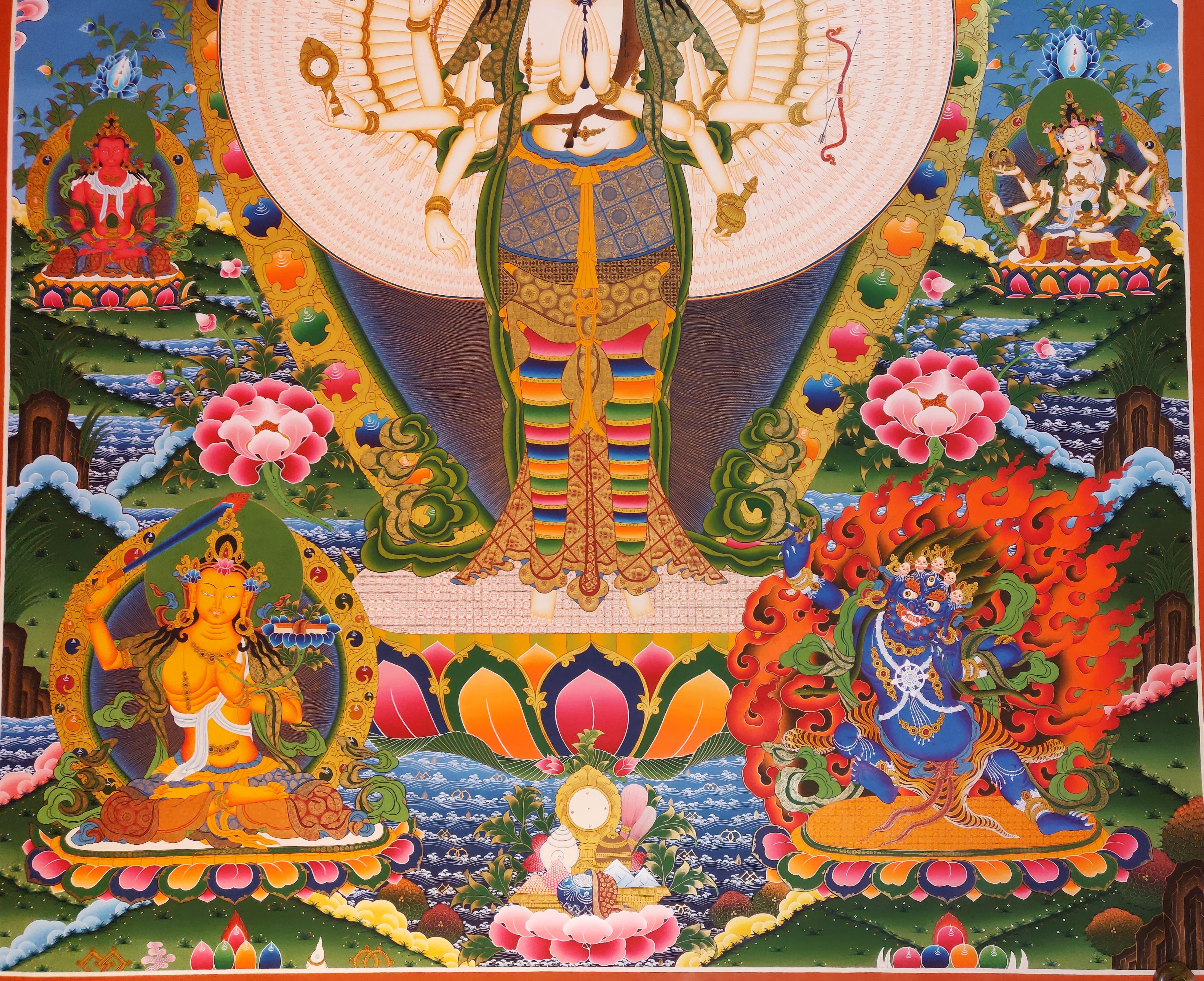 Avalotitesvara Thangka, Tibetan Buddhist Art, Hand Painted, <span Style=