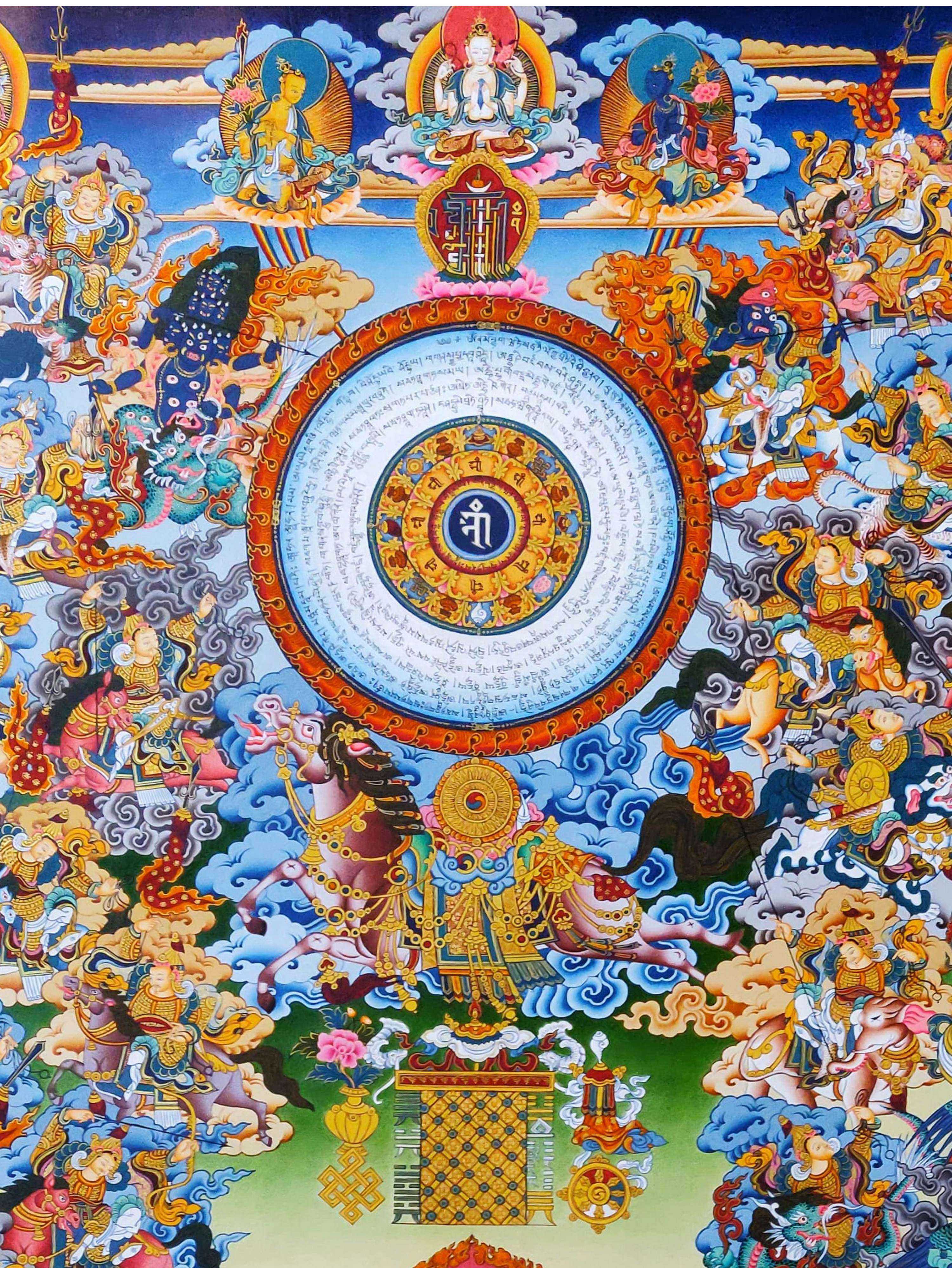 Tibetan Calendar Thangka, Tibetan Buddhist Art, Hand Painted, <span Style=