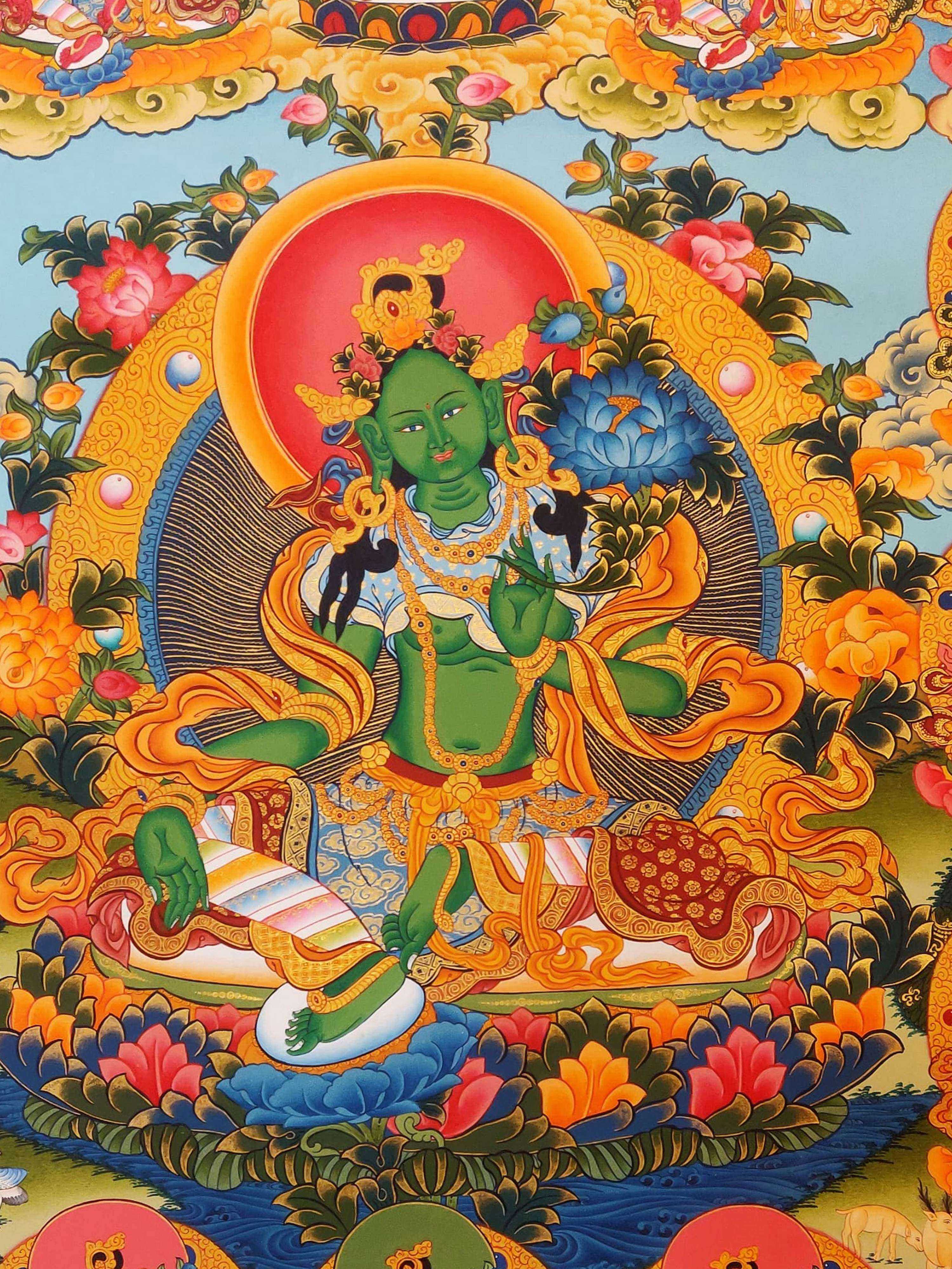 21 Tara Thangka, Tibetan Buddhist Art, Hand Painted, <span Style=