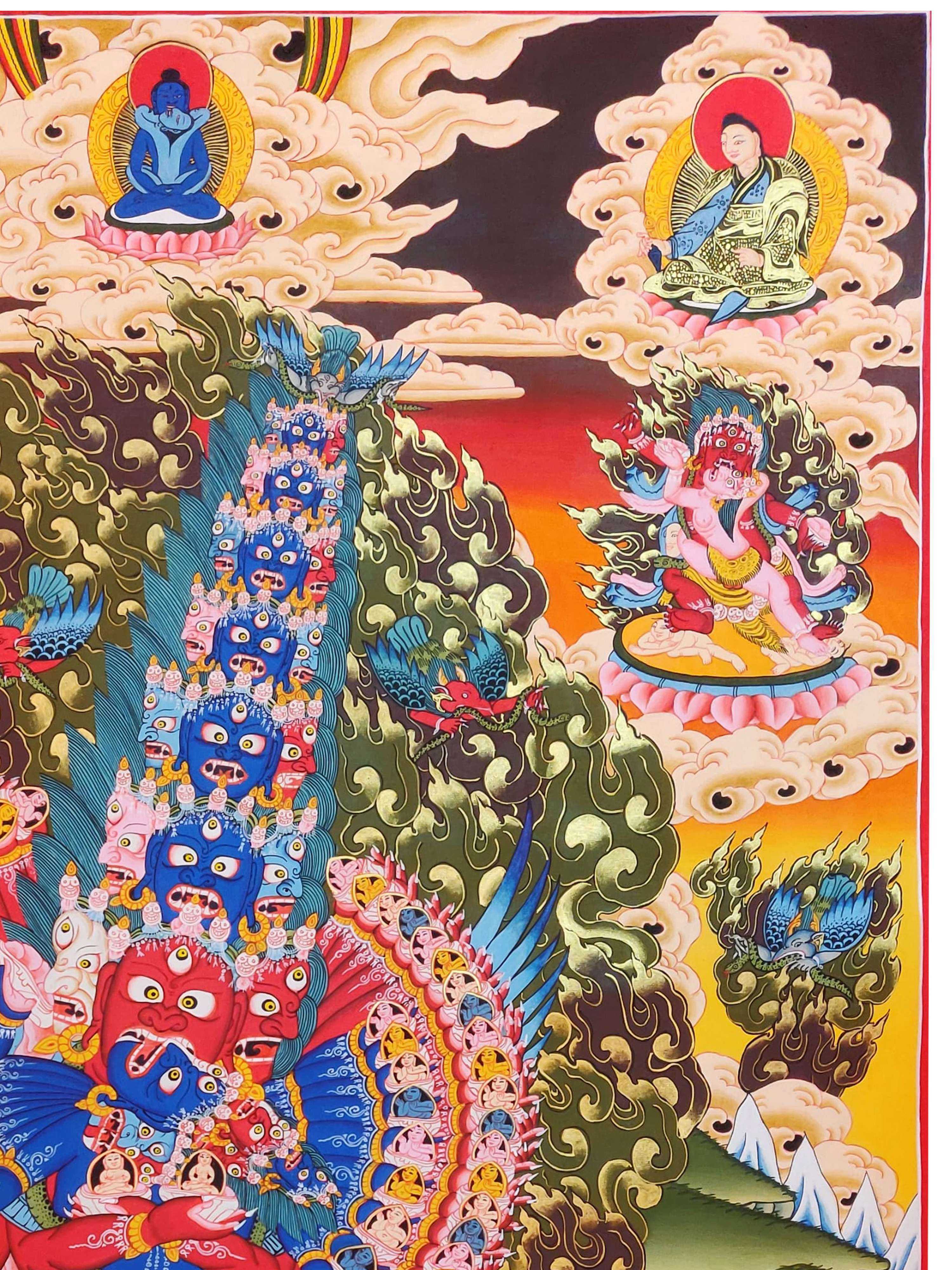 Secret Accomplishment Hayagriva Thangka, Tibetan Buddhist Art, Hand Painted, <span Style=