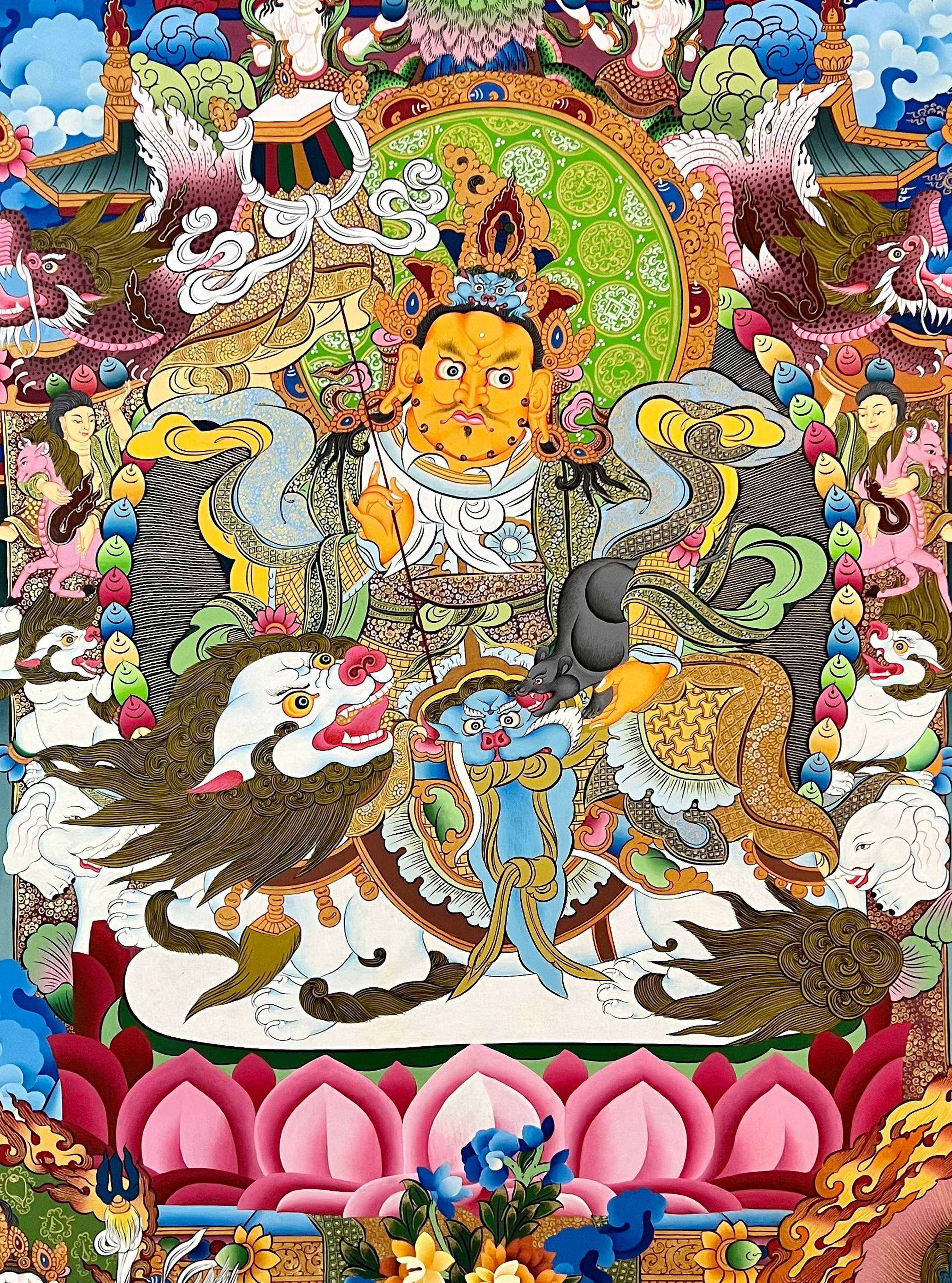 Jambhala: Namtose Thangka, Tibetan Buddhist Art, Hand Painted, <span Style=