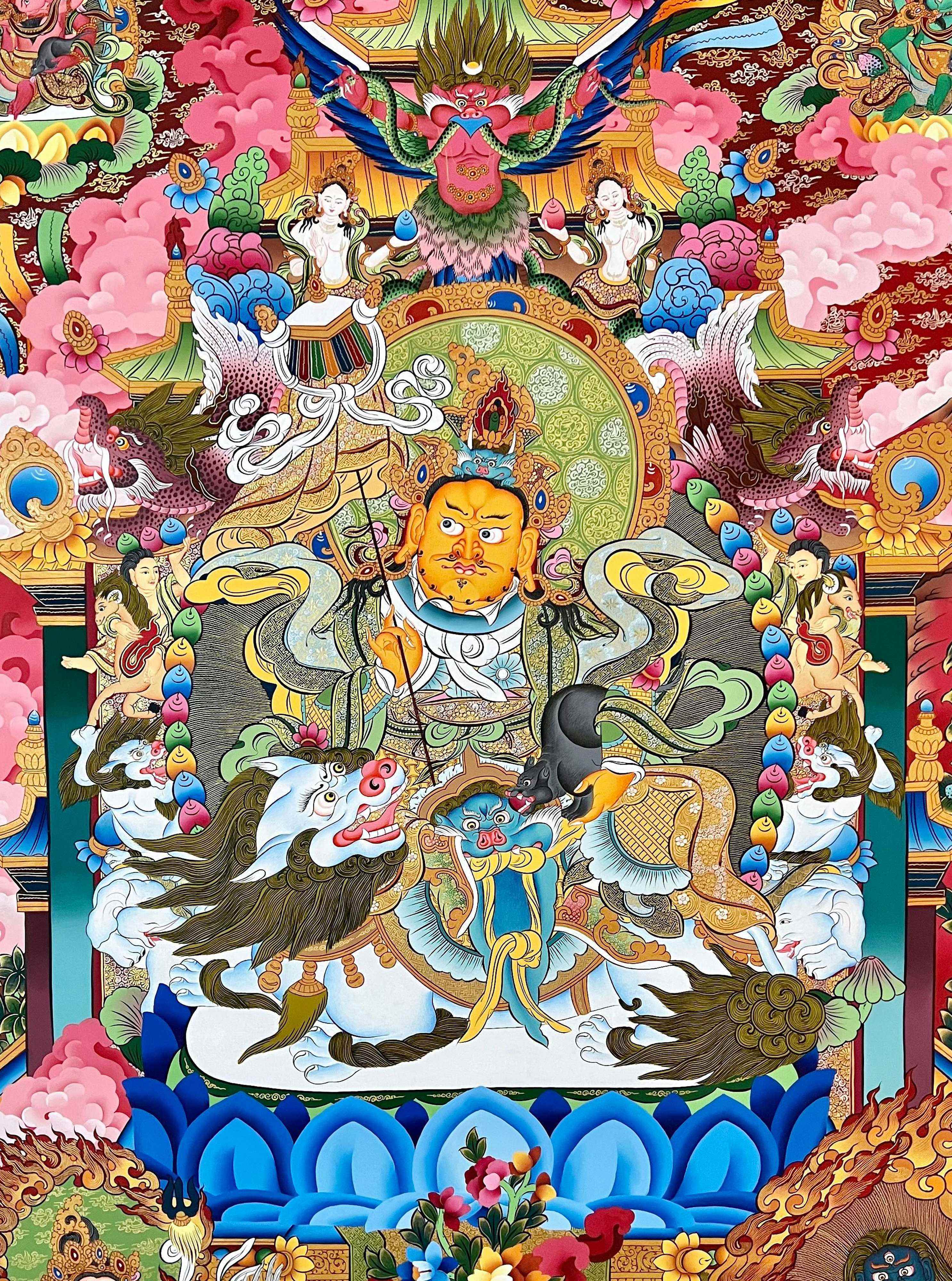 Jambhala: Namtose Thangka, Tibetan Buddhist Art, Hand Painted, <span Style=