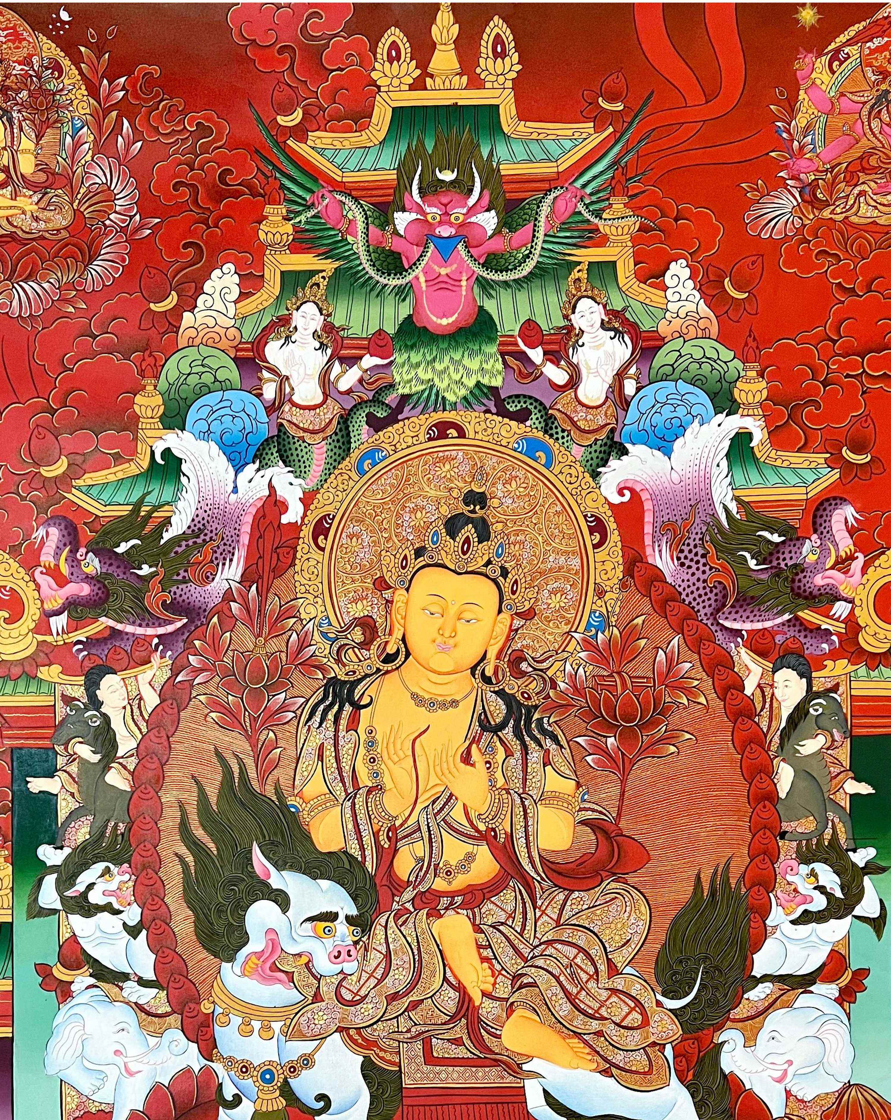 Maitreya Buddha Thangka, Tibetan Buddhist Art, Hand Painted, <span Style=