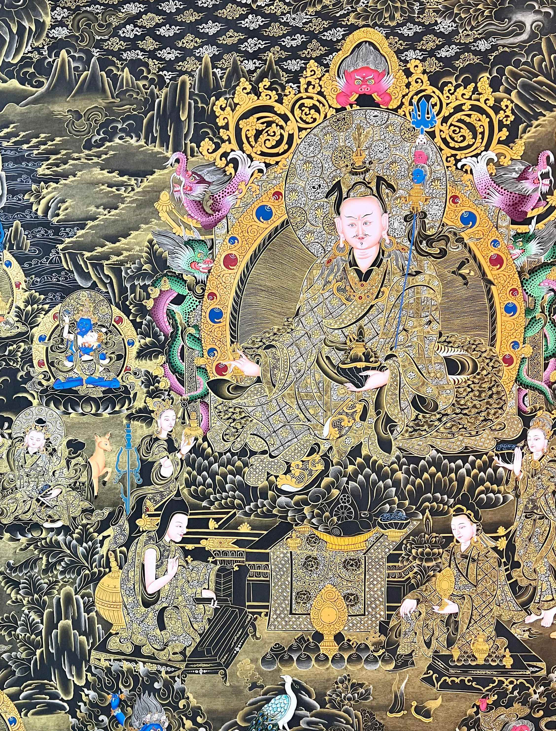 Padmasambhava Thangka, Tibetan Buddhist Art, Hand Painted, <span Style=