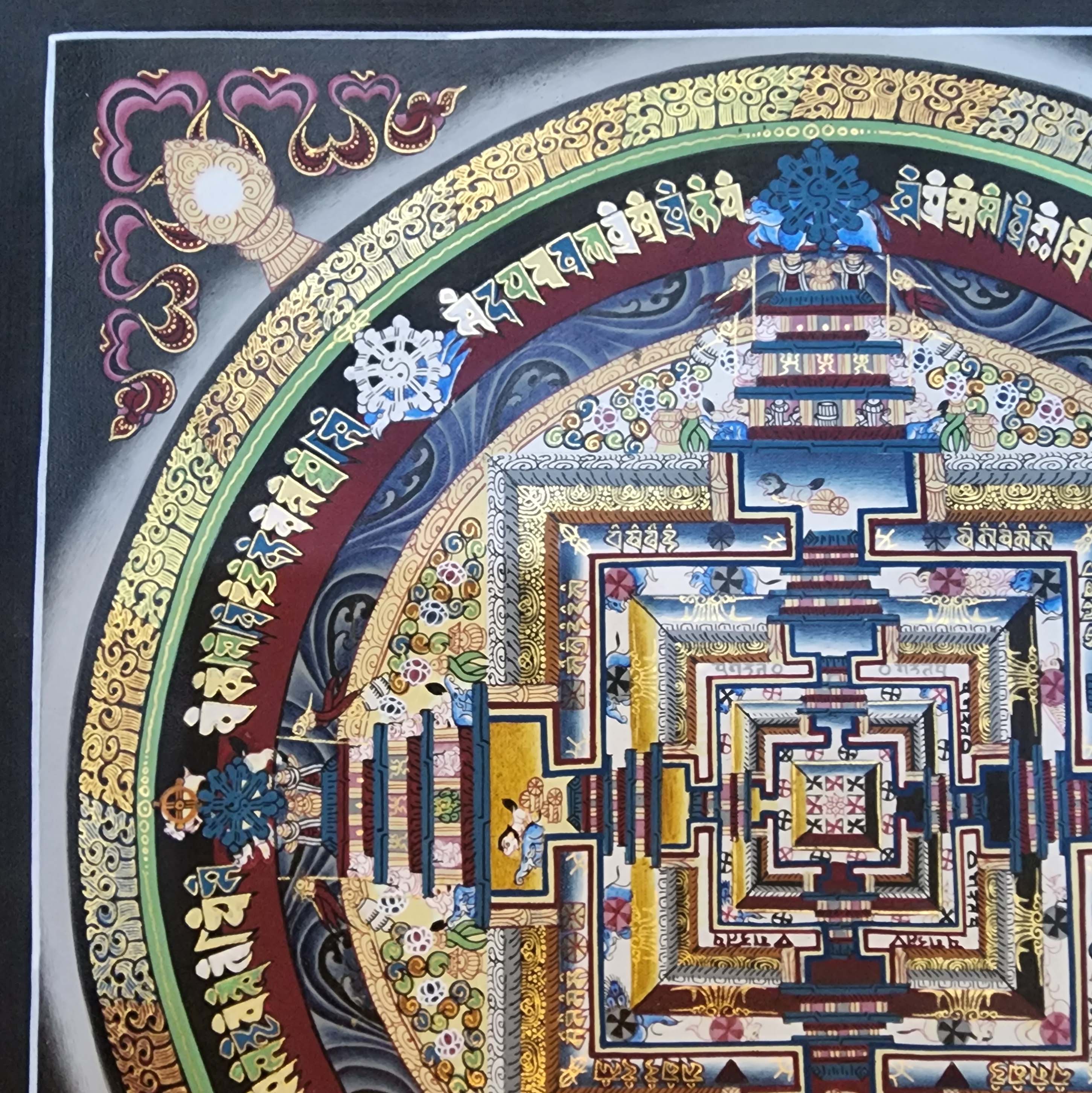 Kalachakra Mandala, Buddhist Hand Painted Thangka, <span Style=